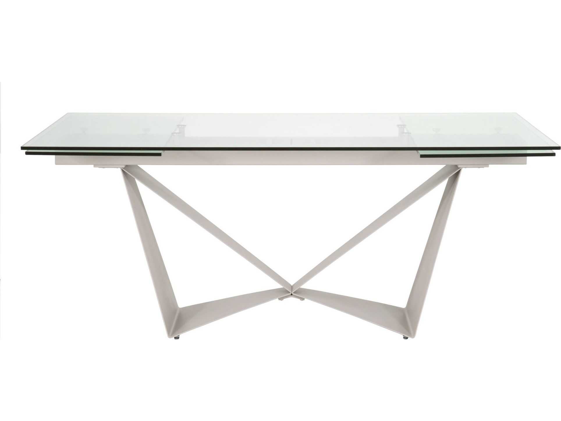 Essentials for Living Meridian Vida Extendable Rectangular Glass Clear Matte Light Gray Dining Table