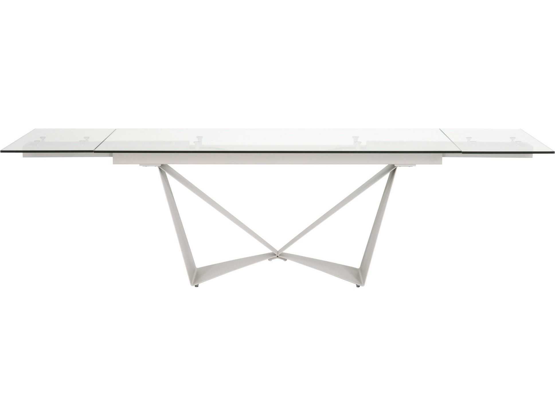 Essentials for Living Meridian Vida Extendable Rectangular Glass Clear Matte Light Gray Dining Table