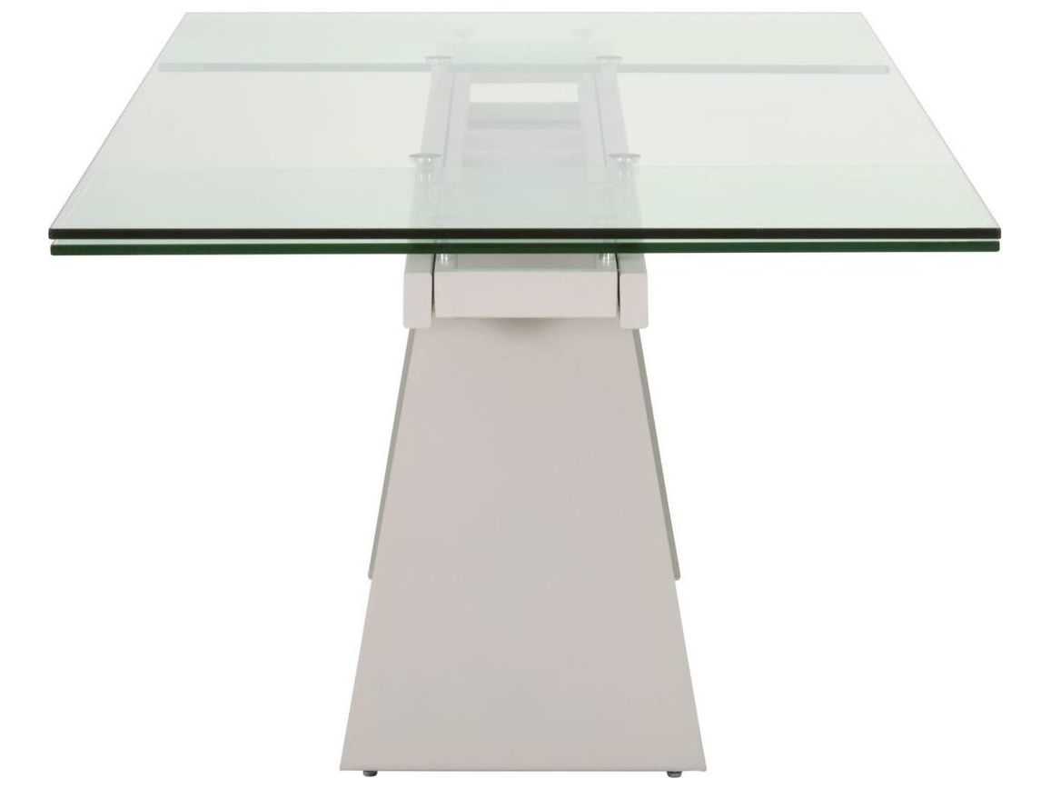 Essentials for Living Meridian Vida Extendable Rectangular Glass Clear Matte Light Gray Dining Table