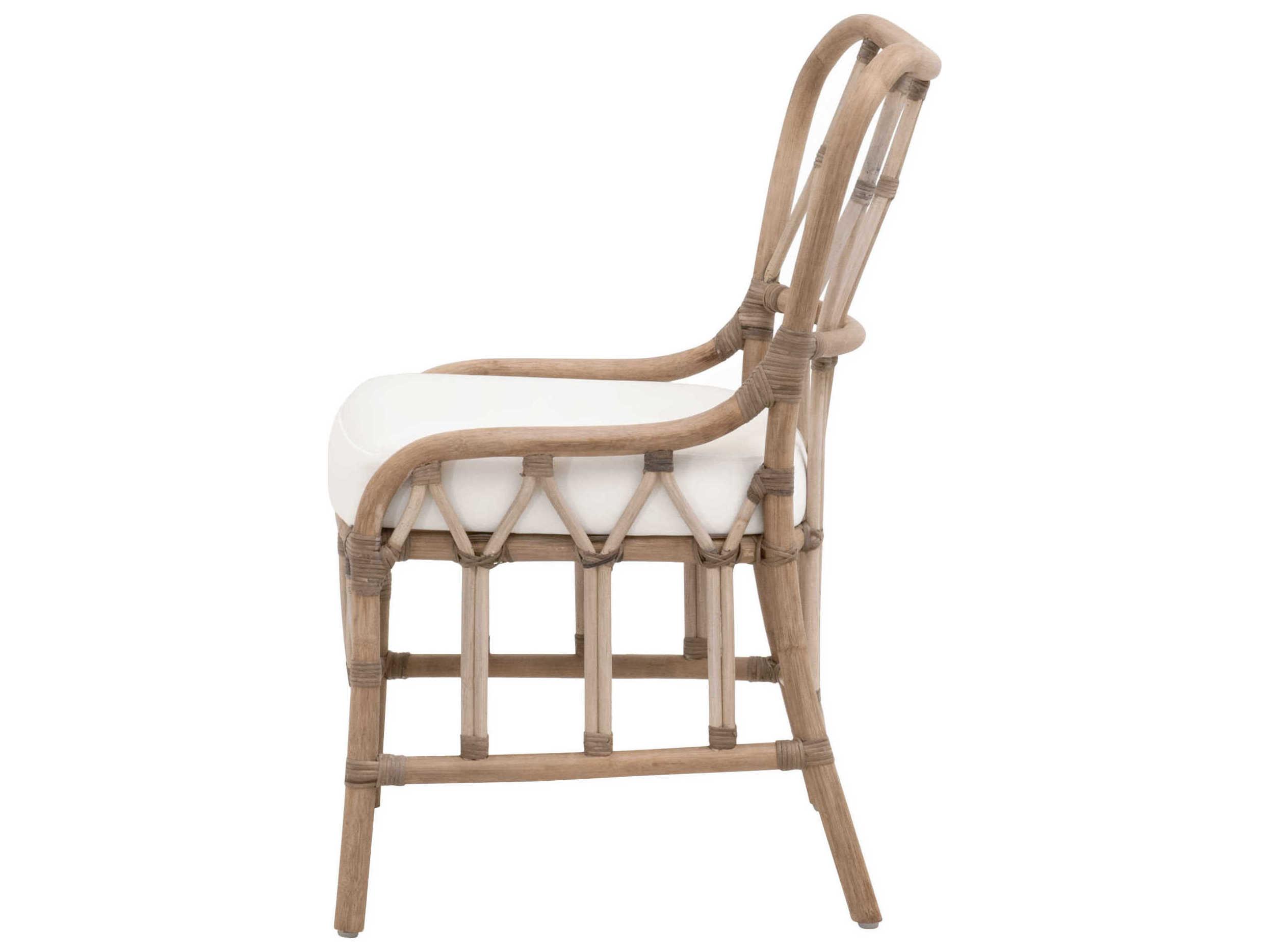 Essentials for Living Sel De Mer Rattan Brown Upholstered Armless Dining Chair Set of 2