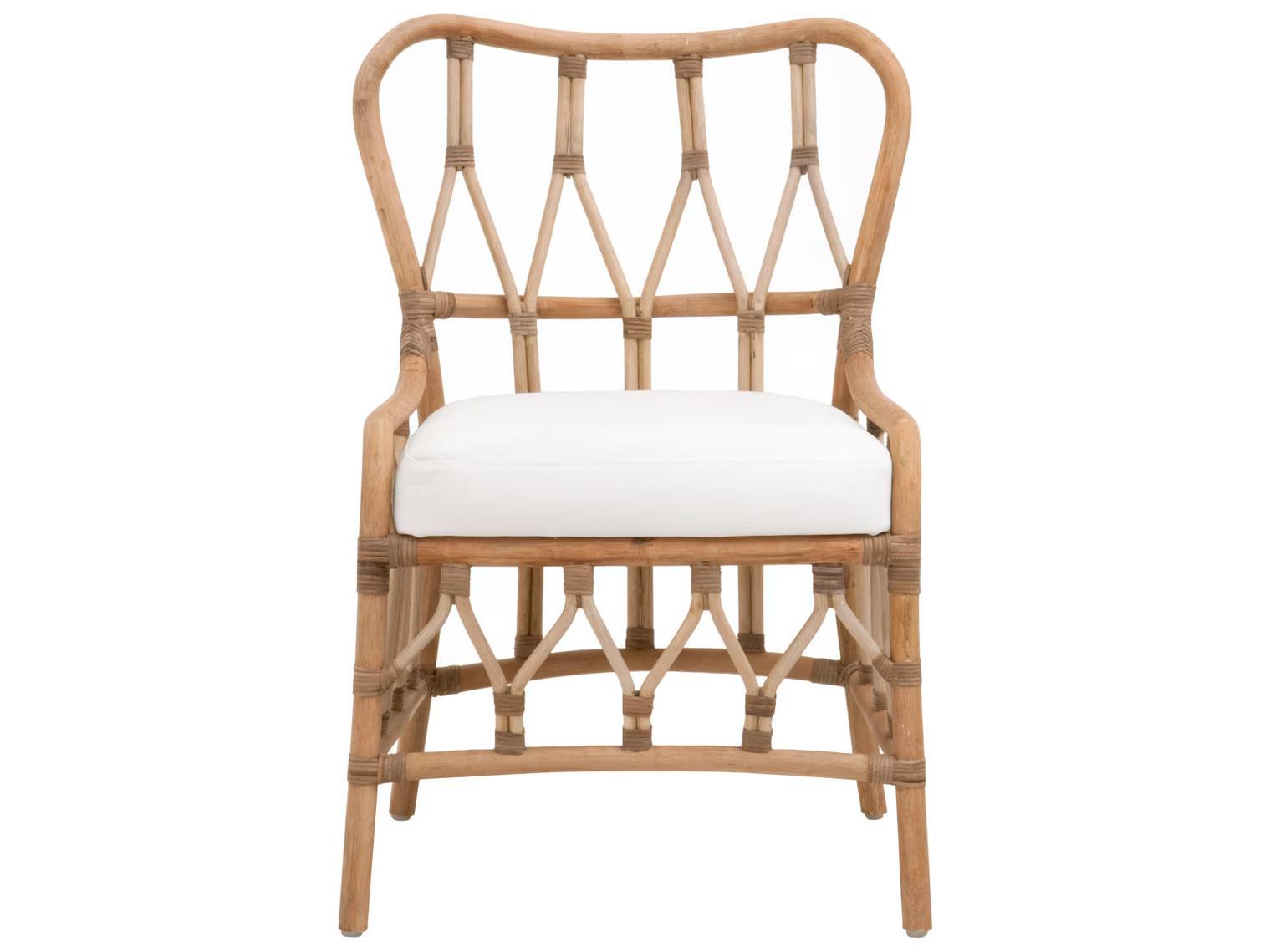 Essentials for Living Sel De Mer Rattan Natural Upholstered Armless Dining Chair Set of 2