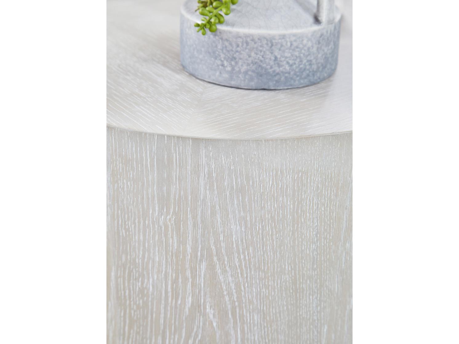 Essentials for Living District Roto Round Wood Natural Gray Silver End Table