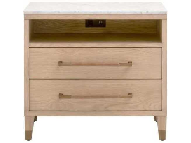 Essentials for Living Bronze Bay 2-Drawers Oak Wood Nightstand