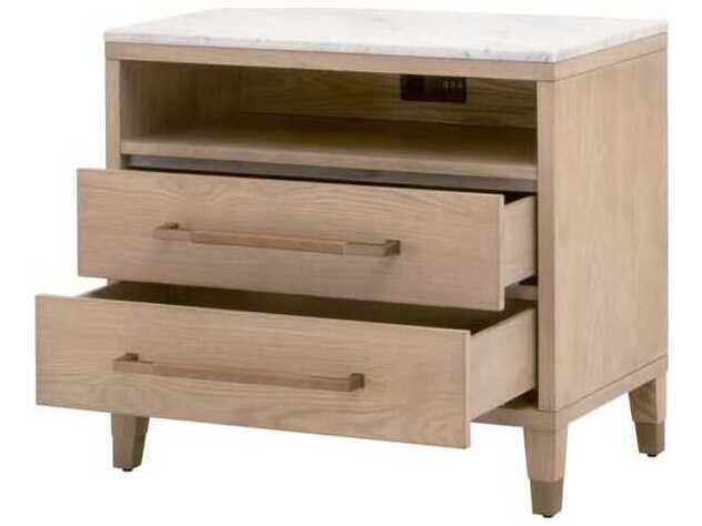 Essentials for Living Bronze Bay 2-Drawers Oak Wood Nightstand