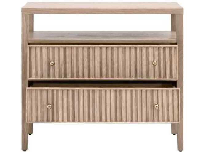 Essentials for Living Bronze Bay Highland 2-Drawers Oak Wood Nightstand