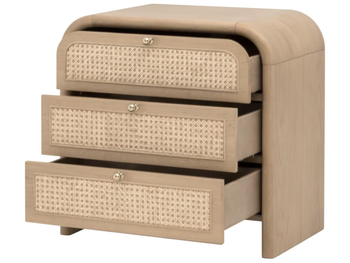 Essentials for Living Bronze Bay 3-Drawers Natural Oak Wood Nightstand