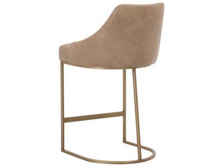 Essentials for Living Traditions Parissa Ivanhoe Toast Brushed Gold Leather Counter Stool, Set of 2