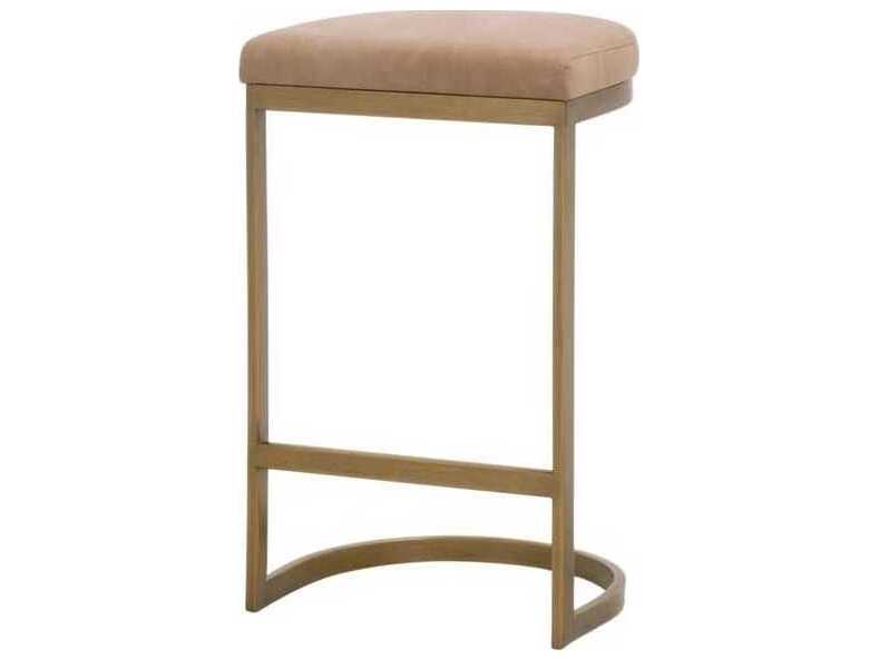 Essentials for Living Traditions Cresta Ivanhoe Toast Brushed Gold Leather Counter Stool