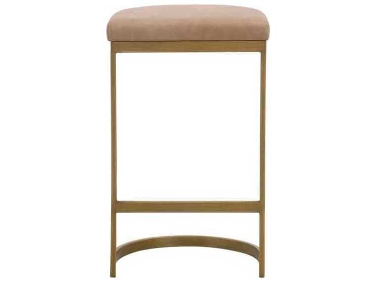 Essentials for Living Traditions Cresta Ivanhoe Toast Brushed Gold Leather Counter Stool