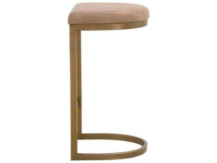 Essentials for Living Traditions Cresta Ivanhoe Toast Brushed Gold Leather Counter Stool