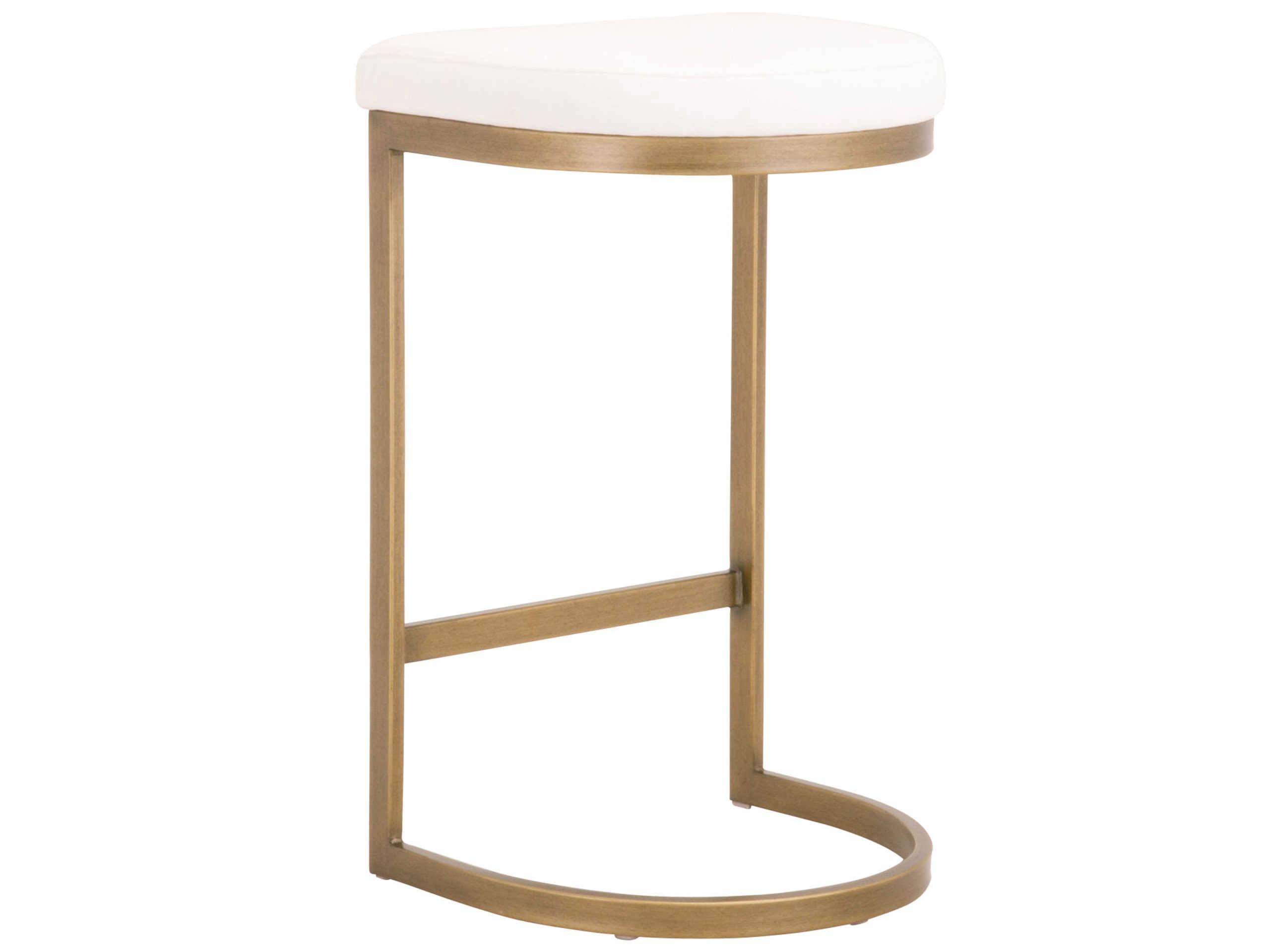 Essentials for Living Traditions Cresta Upholstered Peyton Pearl Brushed Gold Counter Stool