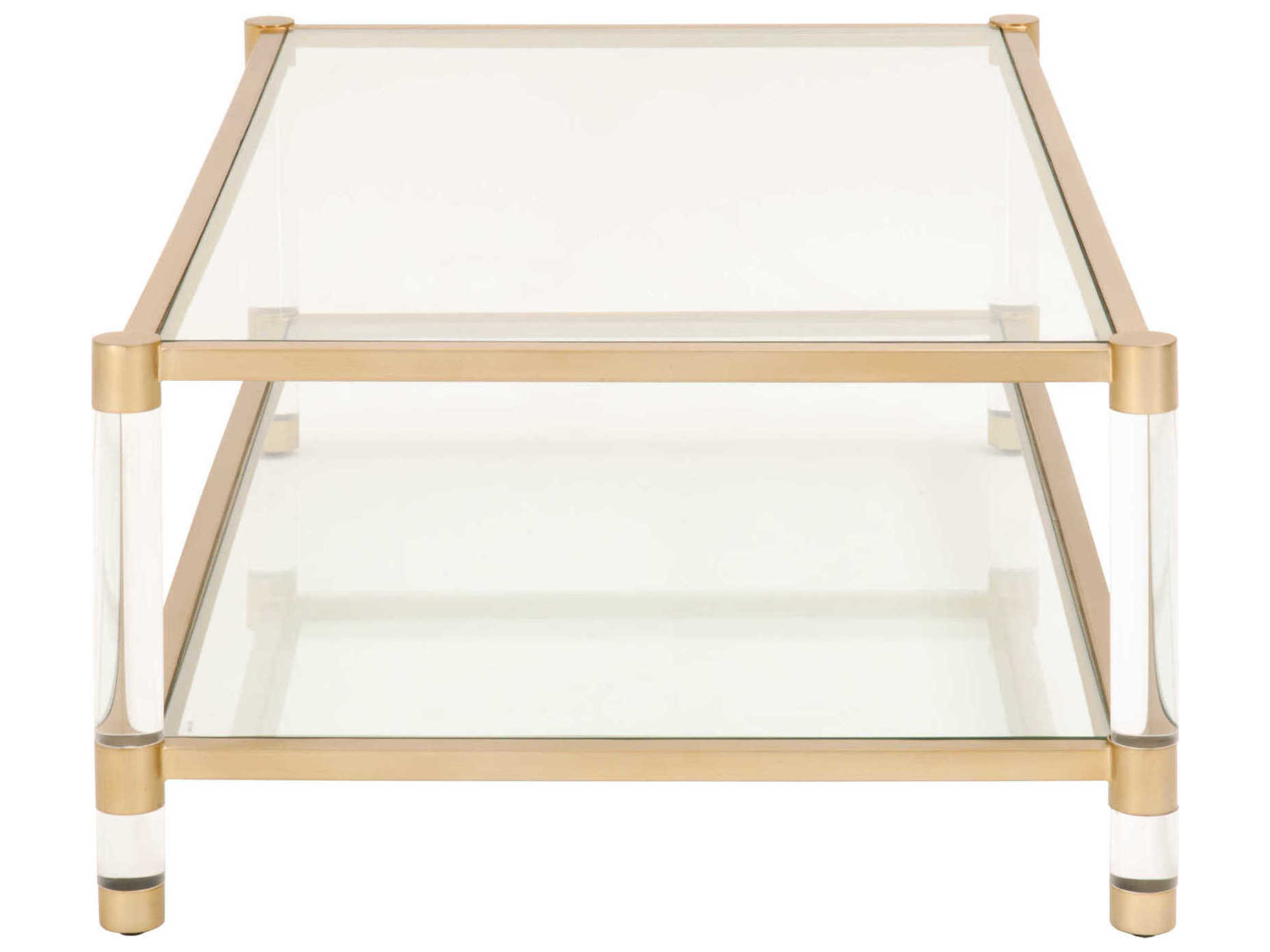 Essentials for Living Traditions Nouveau Rectangular Glass Brass Clear Coffee Table