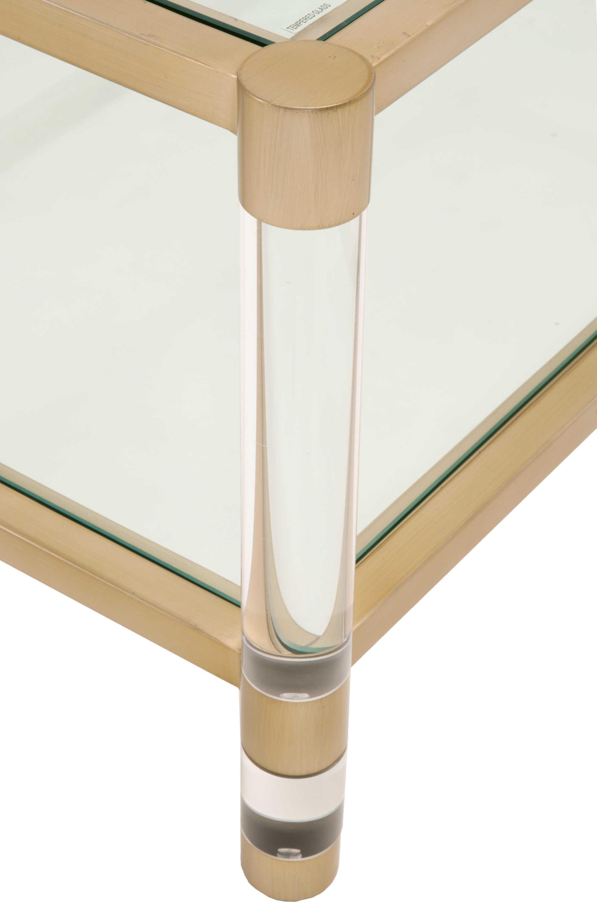 Essentials for Living Traditions Nouveau Rectangular Glass Brass Clear Coffee Table