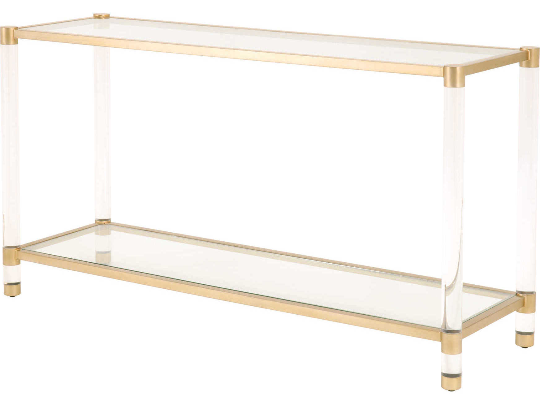 Essentials for Living Traditions Nouveau Rectangular Glass Brass Clear Console Table