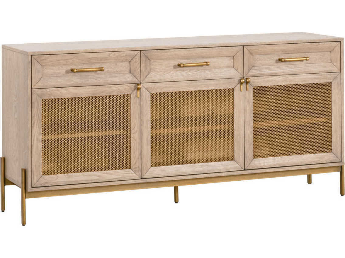 Essentials for Living Dwell 65" Oak Wood Light Honey Brushed Gold Media Console