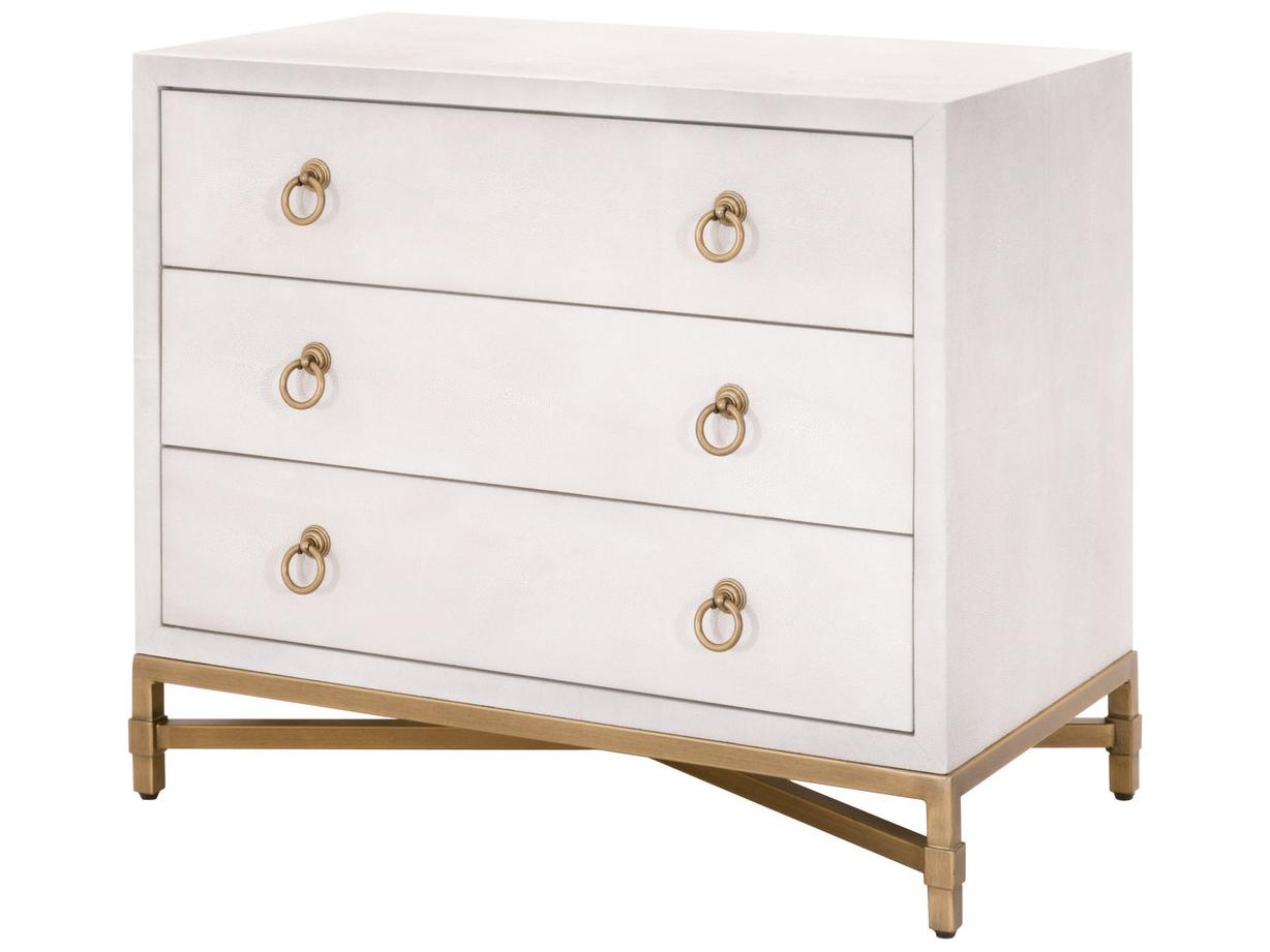 Essentials for Living Traditions Strand Shagreen 3-Drawers White Acacia Wood Nightstand