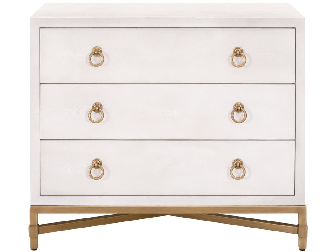 Essentials for Living Traditions Strand Shagreen 3-Drawers White Acacia Wood Nightstand