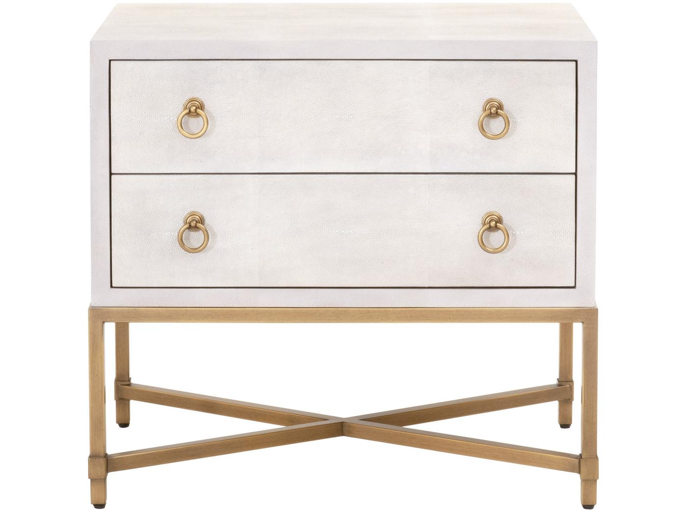 Luxecor Respite Shagreen 2-Drawers White Acacia Wood Nightstand