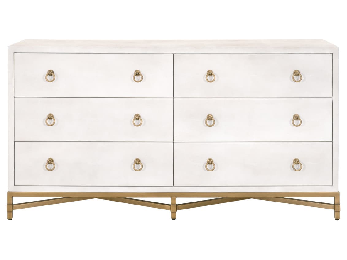 Luxecor Respite Shagreen 6-Drawers White Acacia Wood Double Dresser