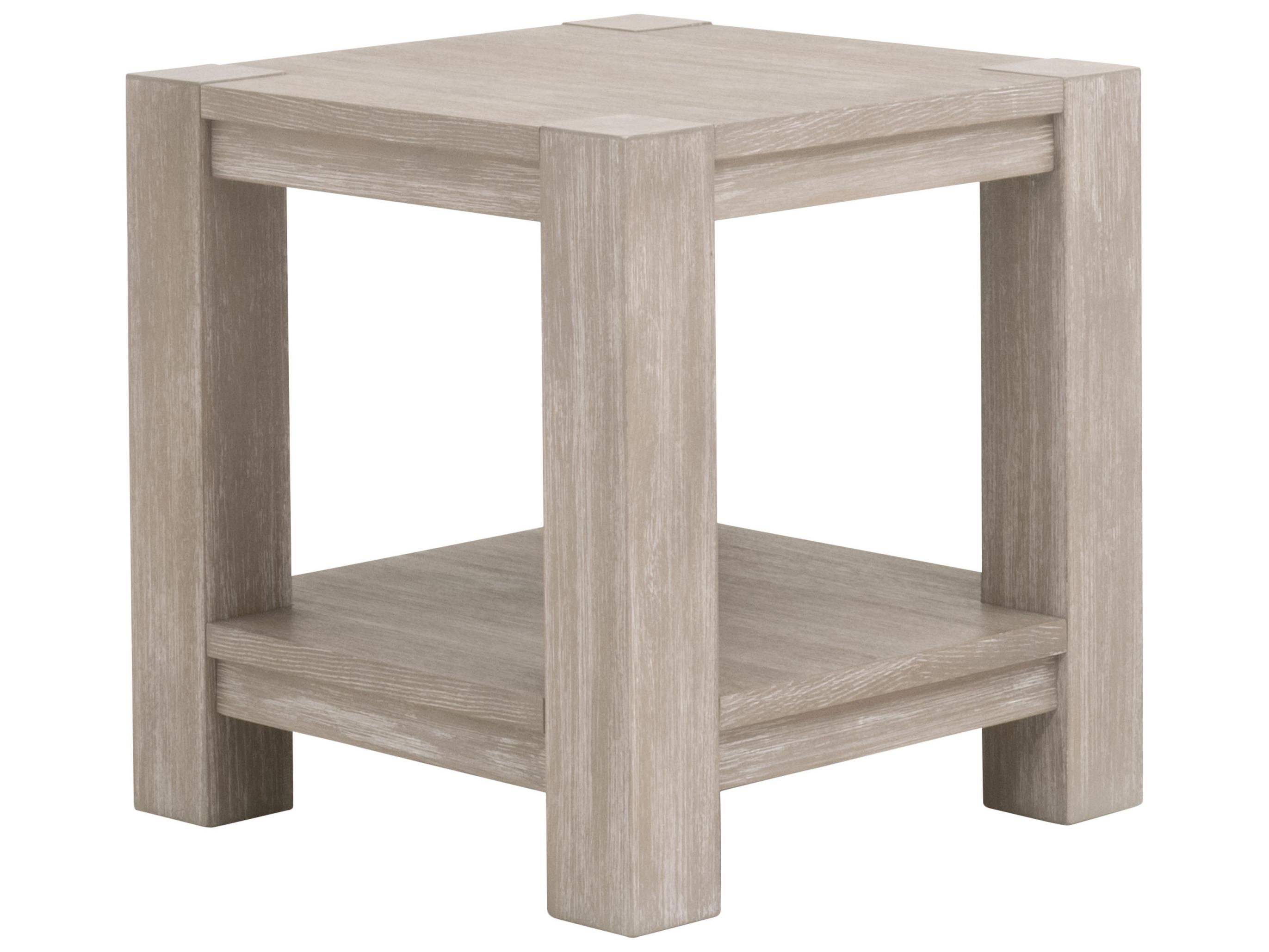 Essentials for Living Traditions Adler Square Wood Natural Gray Acacia End Table