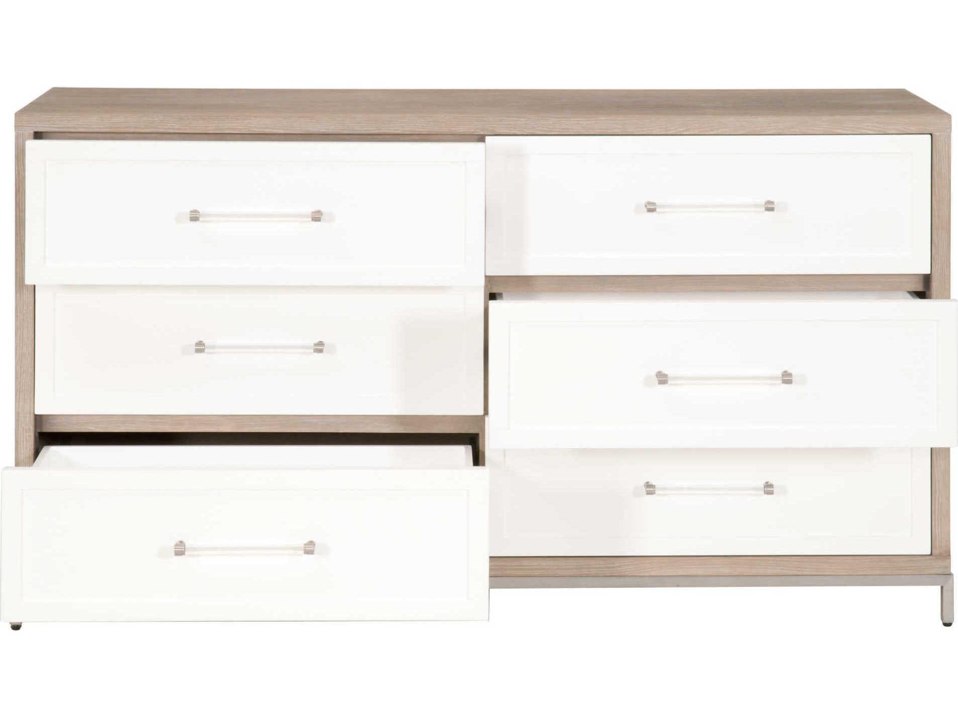 Luxecor Respite 6-Drawers Gray Acacia Wood Double Dresser