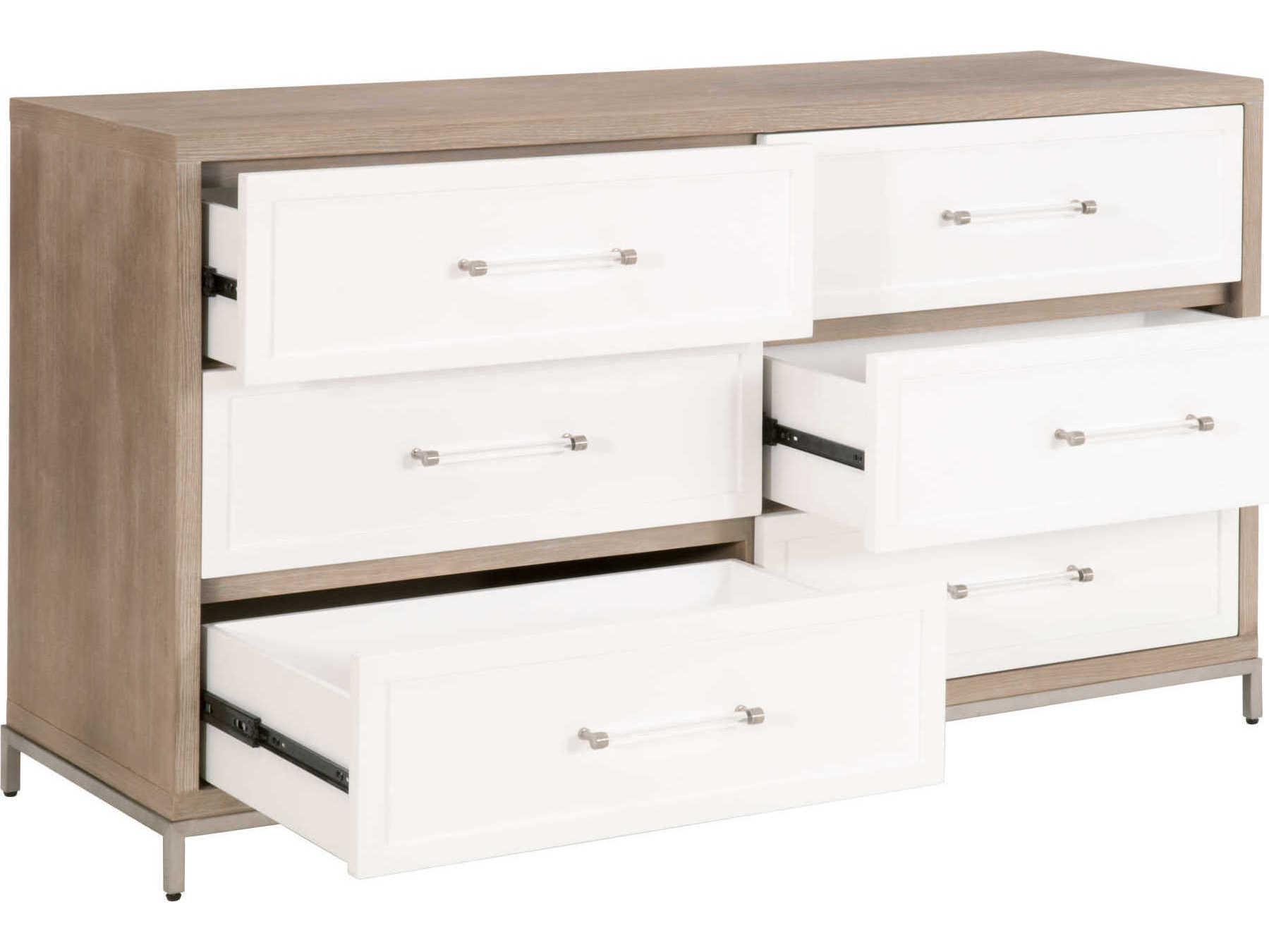 Luxecor Respite 6-Drawers Gray Acacia Wood Double Dresser