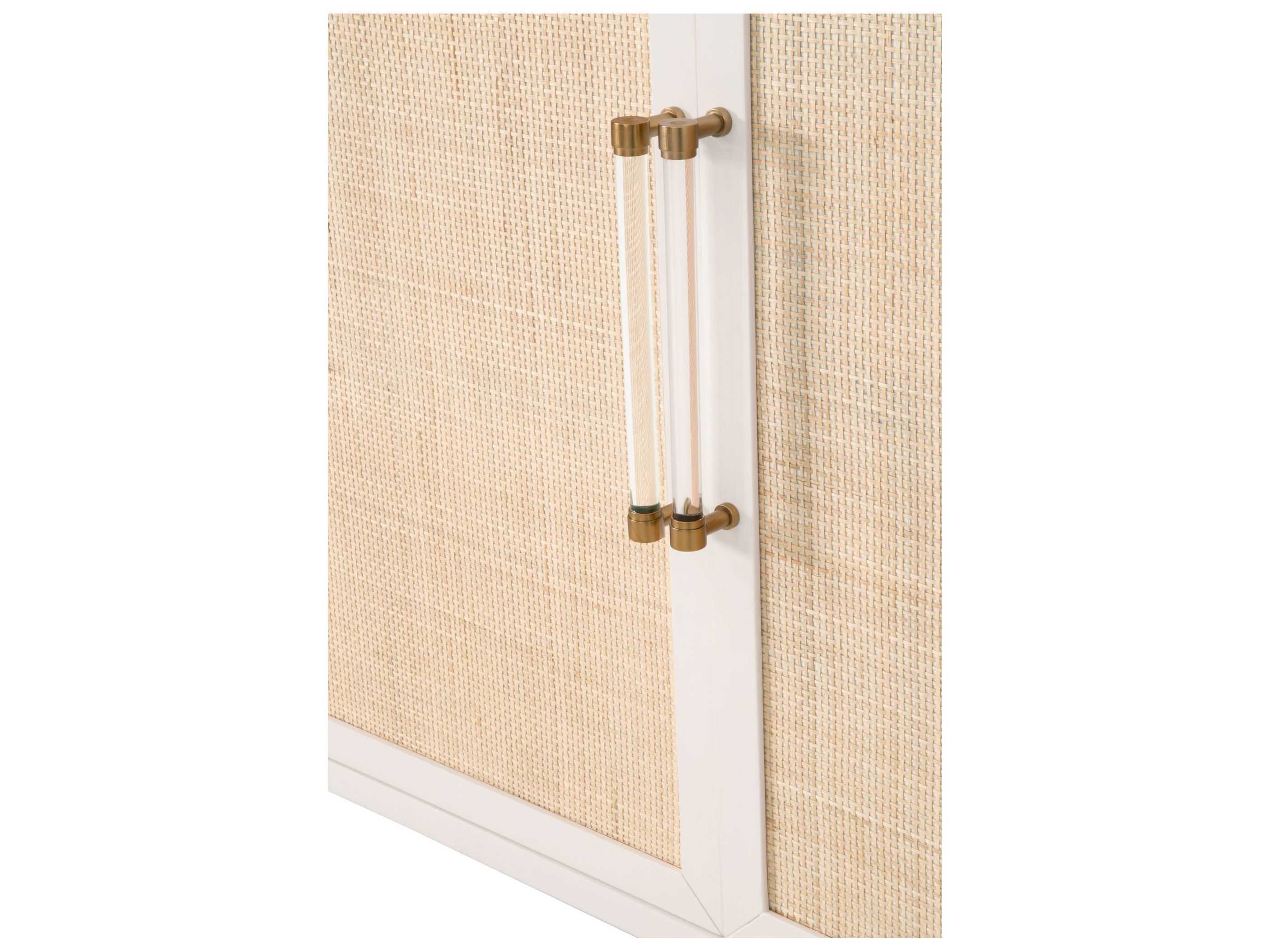 Luxecor Respite Holland 71" Rubberwood Matte White Natural Brushed Brass Media Console