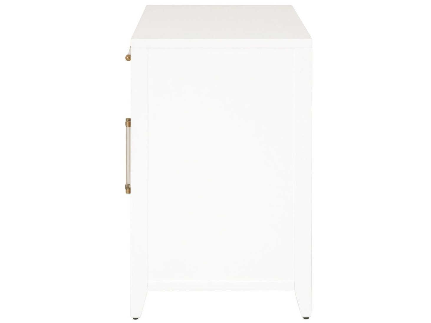 Essentials for Living Traditions Matte White Natural Brushed Brass Rattan Accent Chest