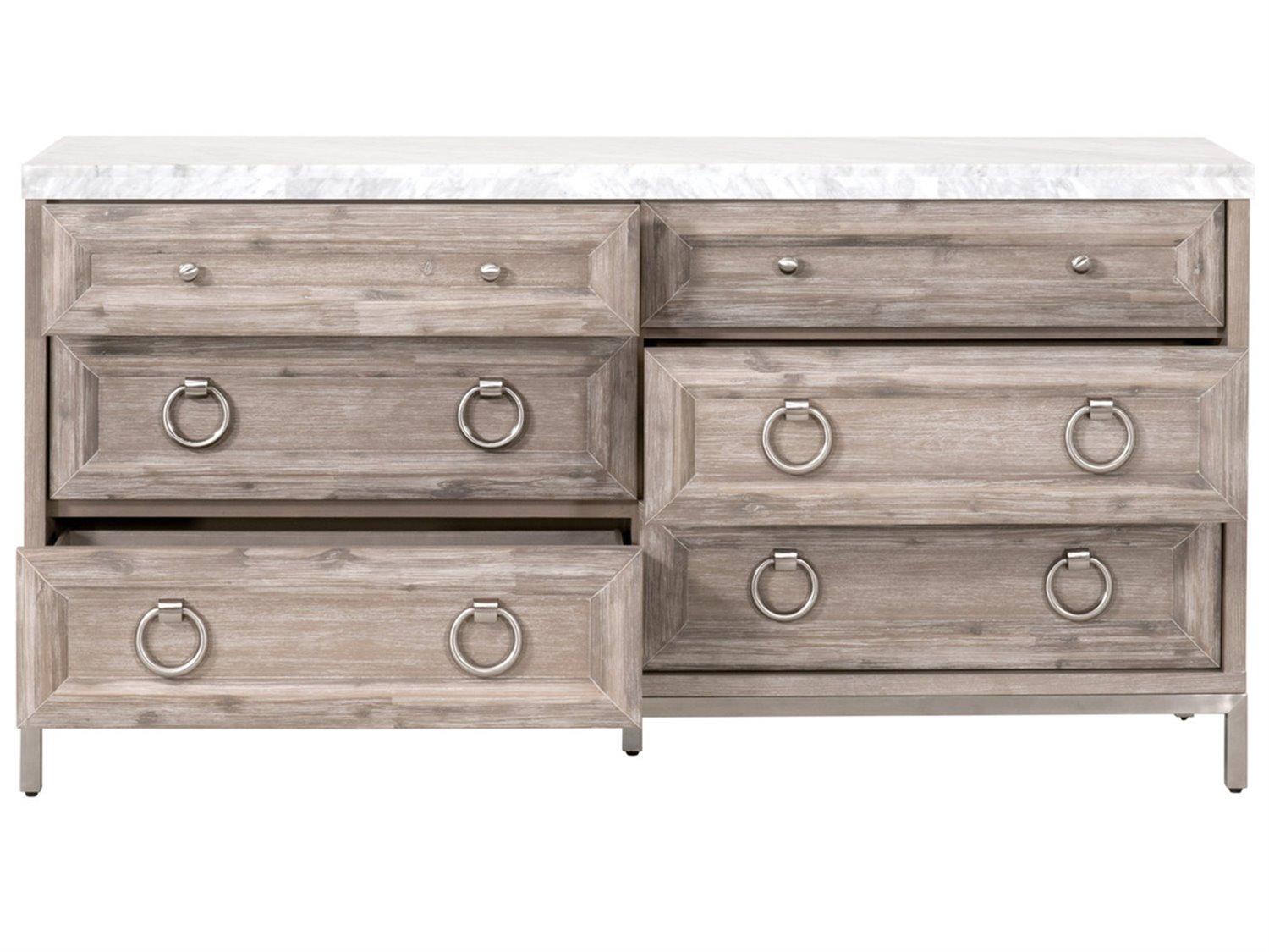 Essentials for Living Traditions Azure Carrera 6-Drawers Gray Acacia Wood Double Dresser