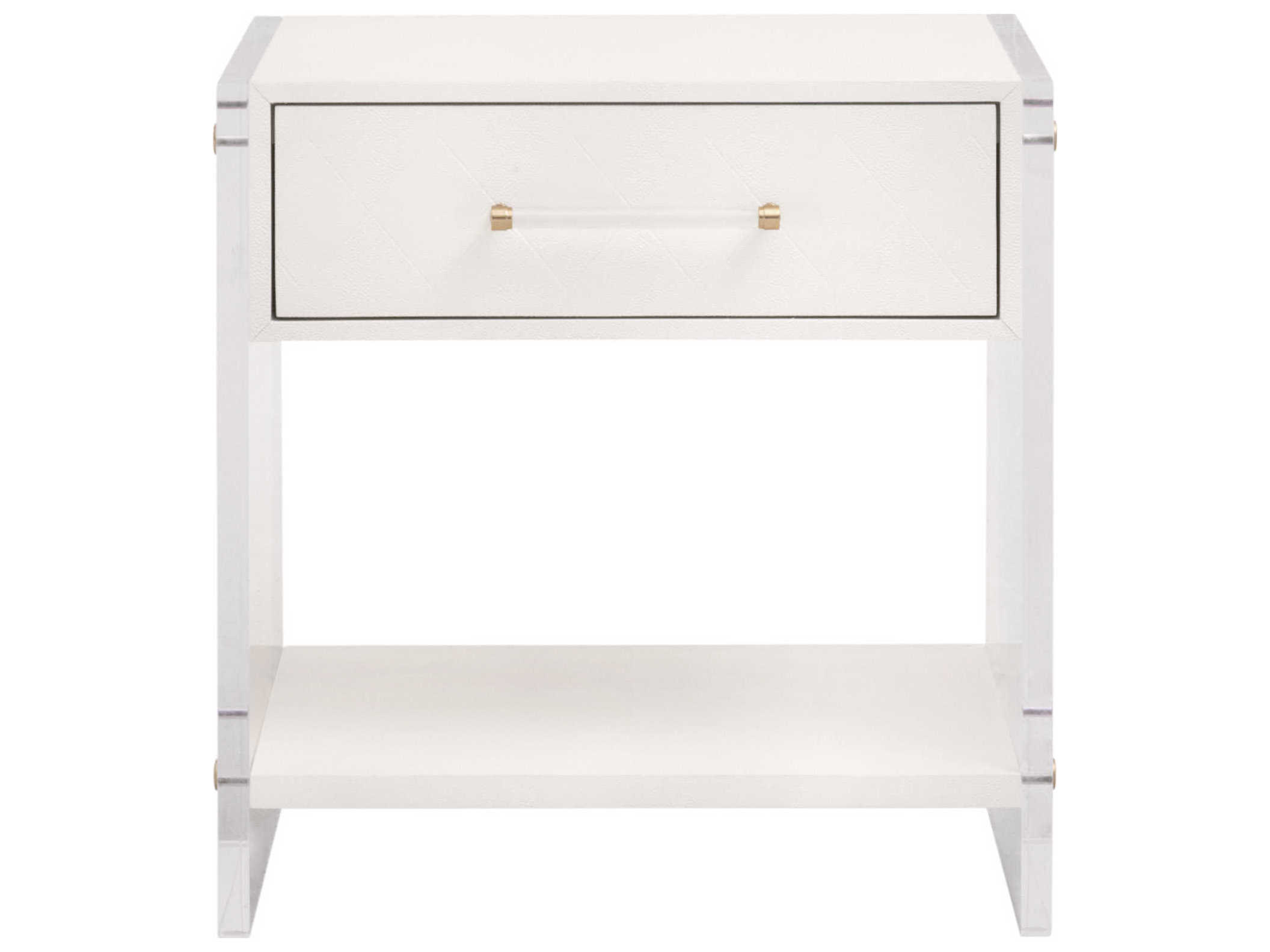 Essentials for Living Traditions Sonia Shagreen 1-Drawer White Rubberwood Nightstand