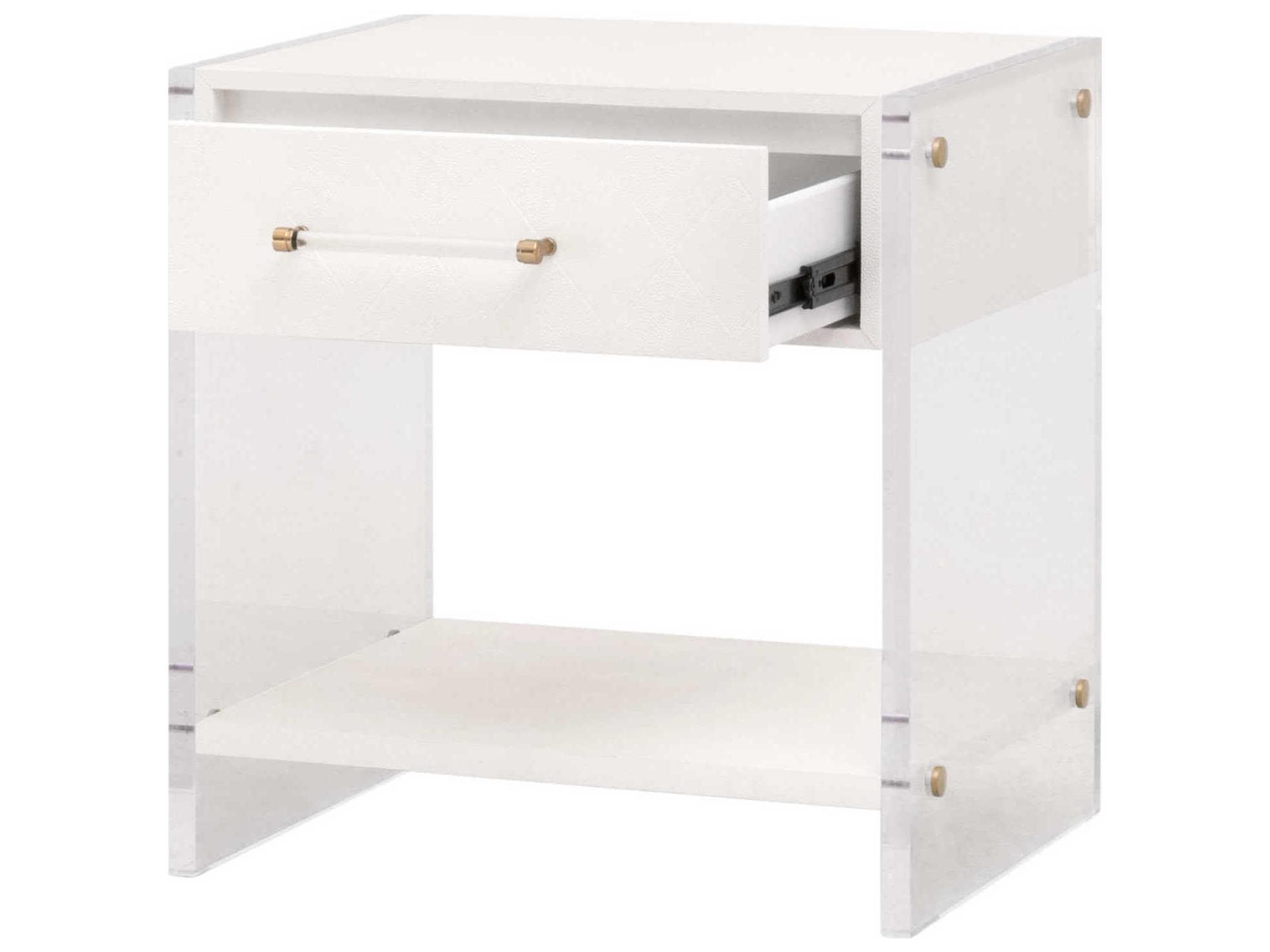 Essentials for Living Traditions Sonia Shagreen 1-Drawer White Rubberwood Nightstand