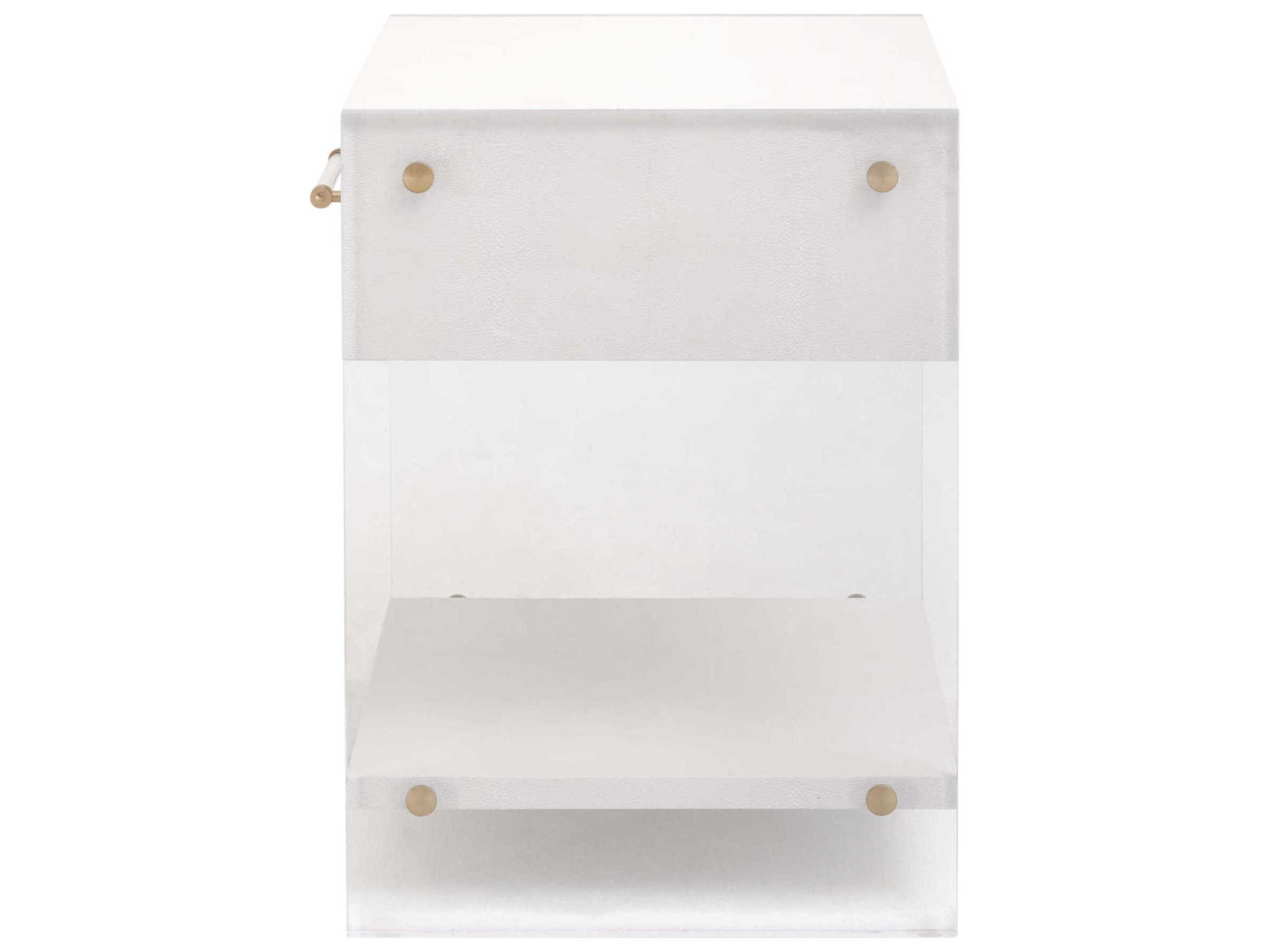 Essentials for Living Traditions Sonia Shagreen 1-Drawer White Rubberwood Nightstand
