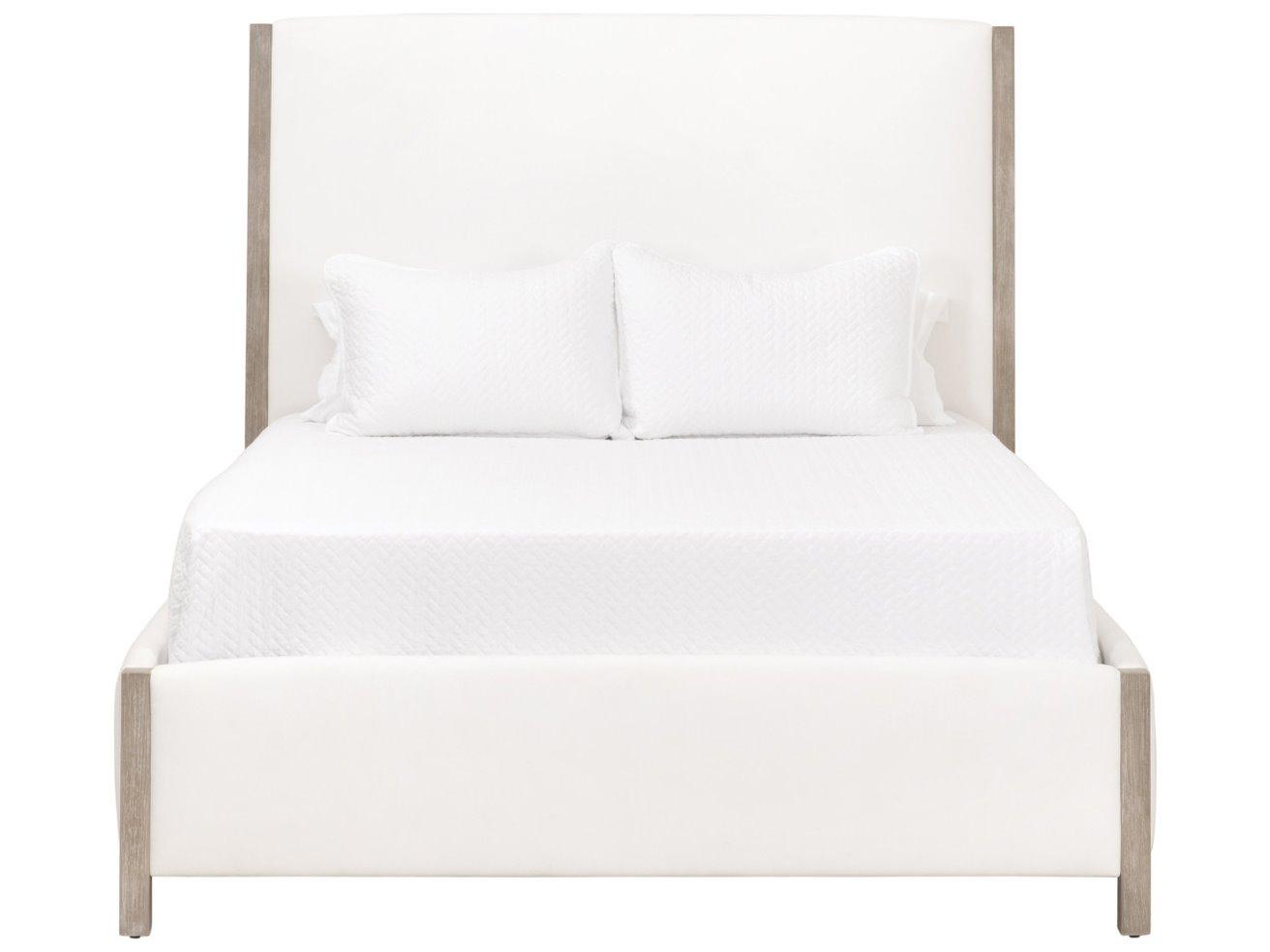 Essentials for Living Traditions White Beech Wood Upholstered King Platform Bed