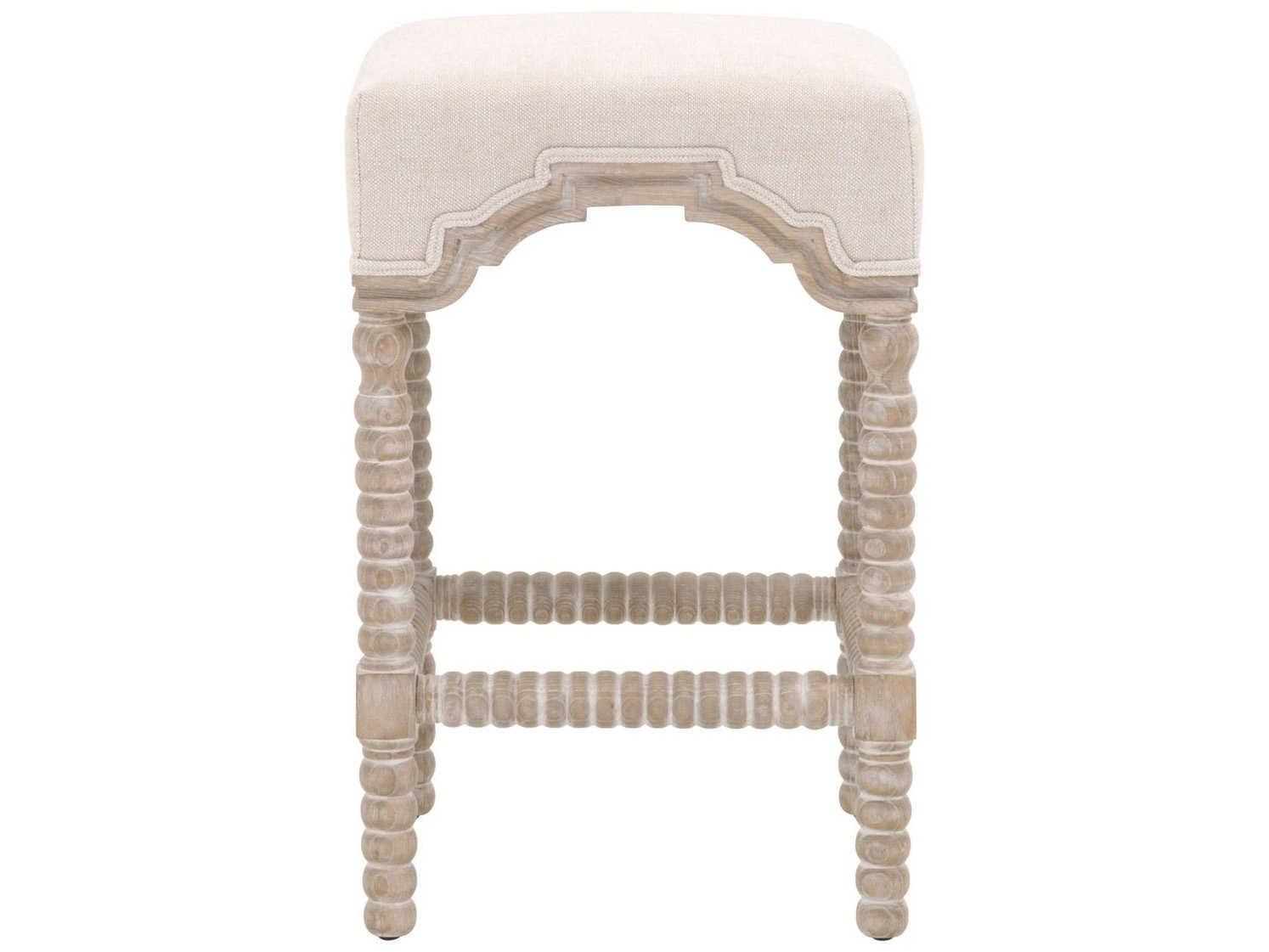Essentials for Living Rue Upholstered Ash Wood Bisque French Linen Counter Stool