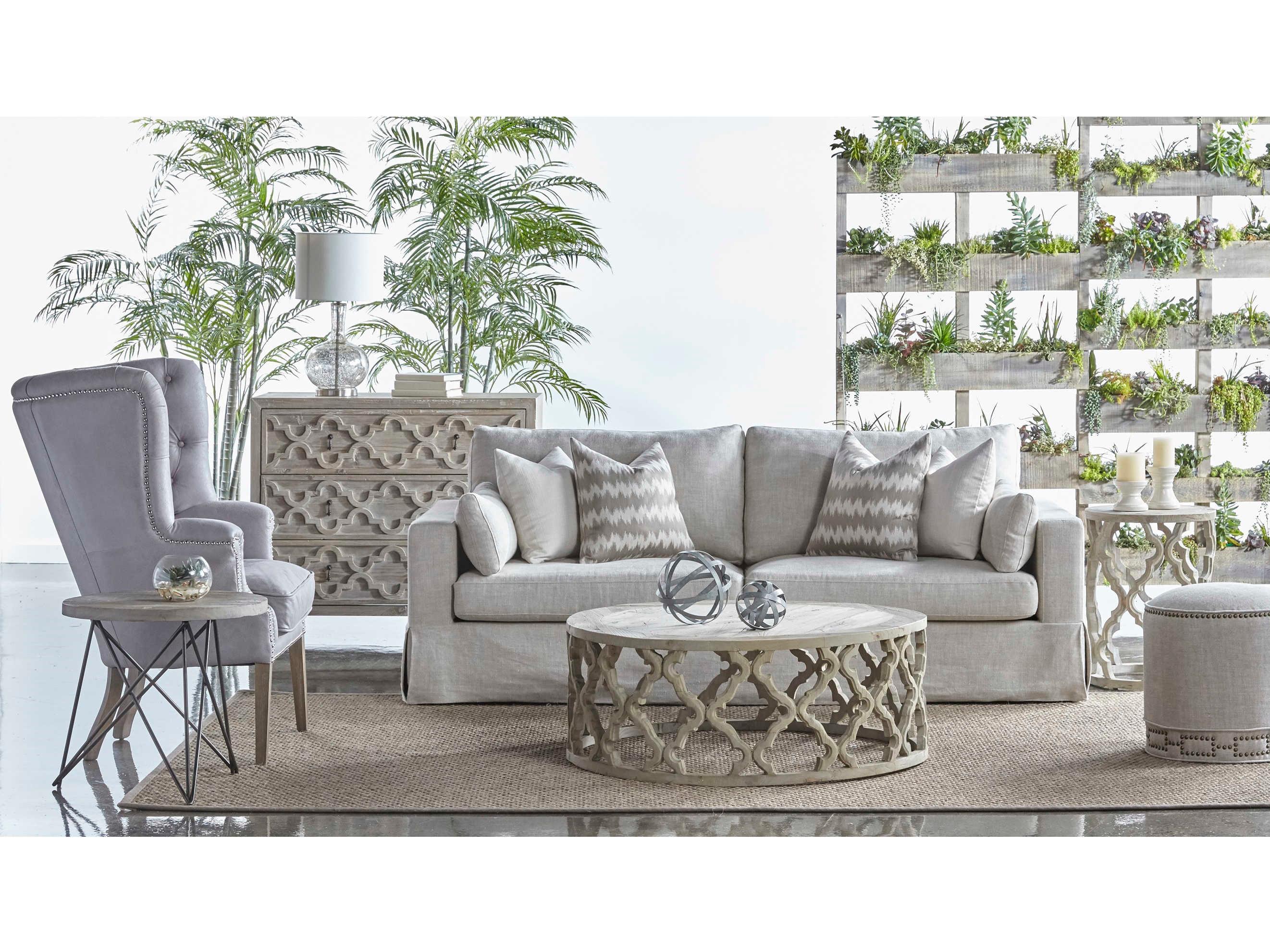 Luxecor Respite Bisque Beige Upholstered Ottoman