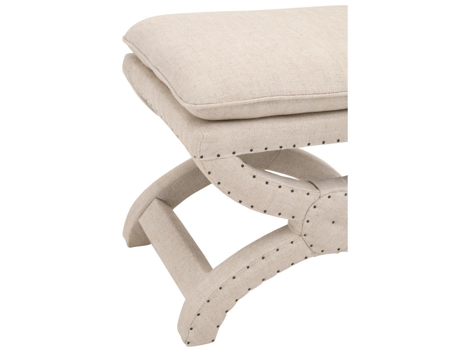 Luxecor Respite French Linen Beige Upholstered Ottoman