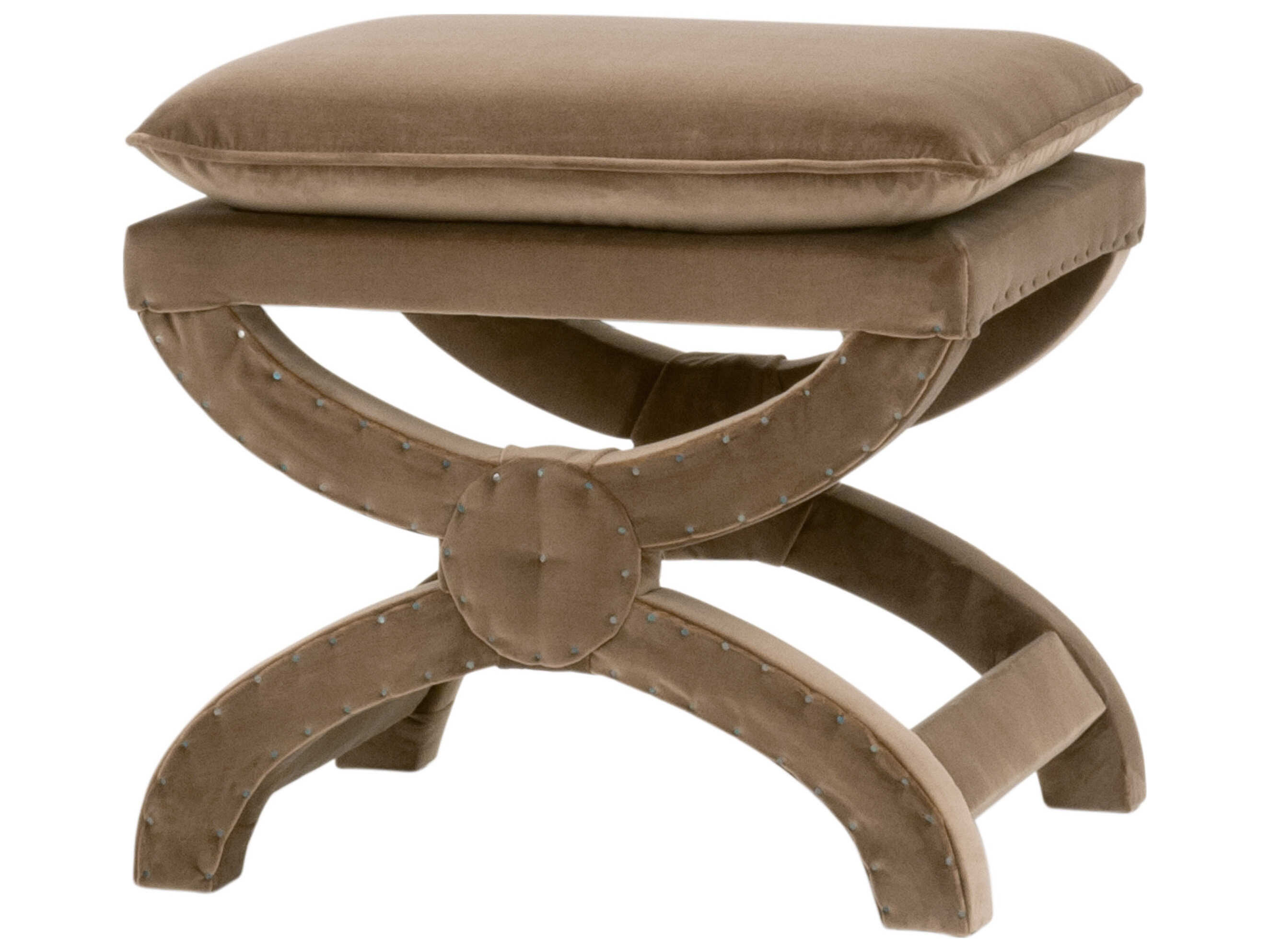 Essentials for Living Essentials Gaston Brown Velvet Upholstered Ottoman