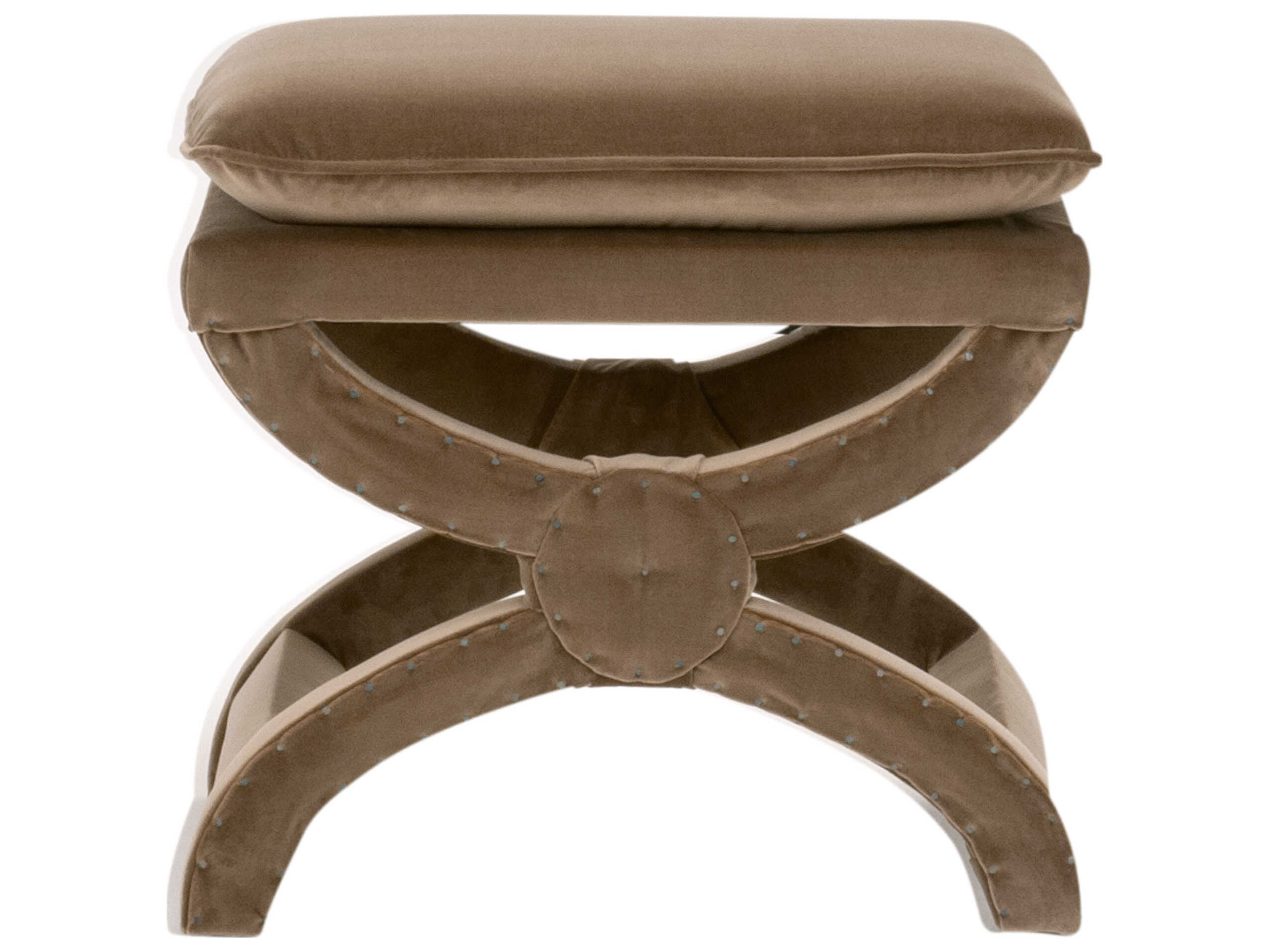 Essentials for Living Essentials Gaston Brown Velvet Upholstered Ottoman