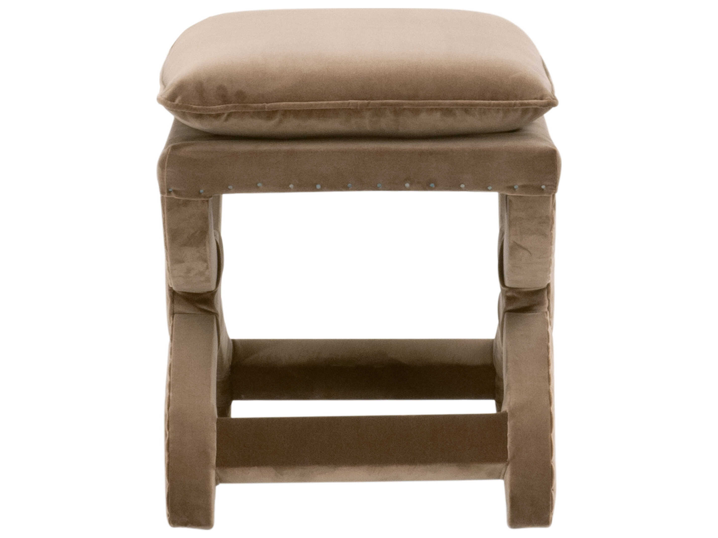 Essentials for Living Essentials Gaston Brown Velvet Upholstered Ottoman