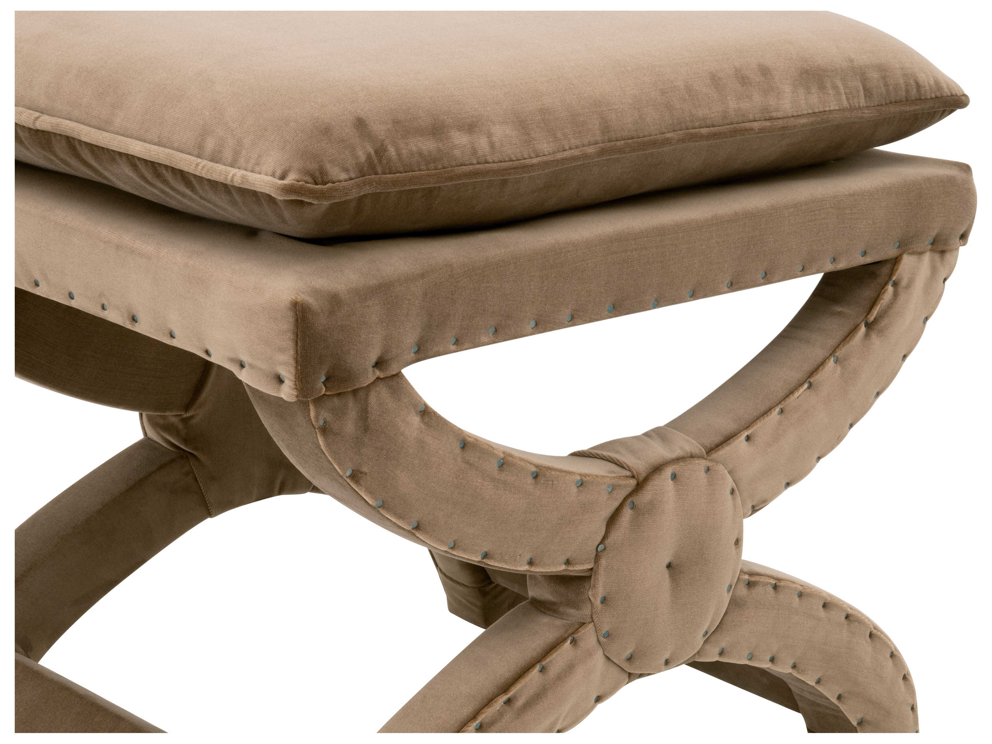 Essentials for Living Essentials Gaston Brown Velvet Upholstered Ottoman