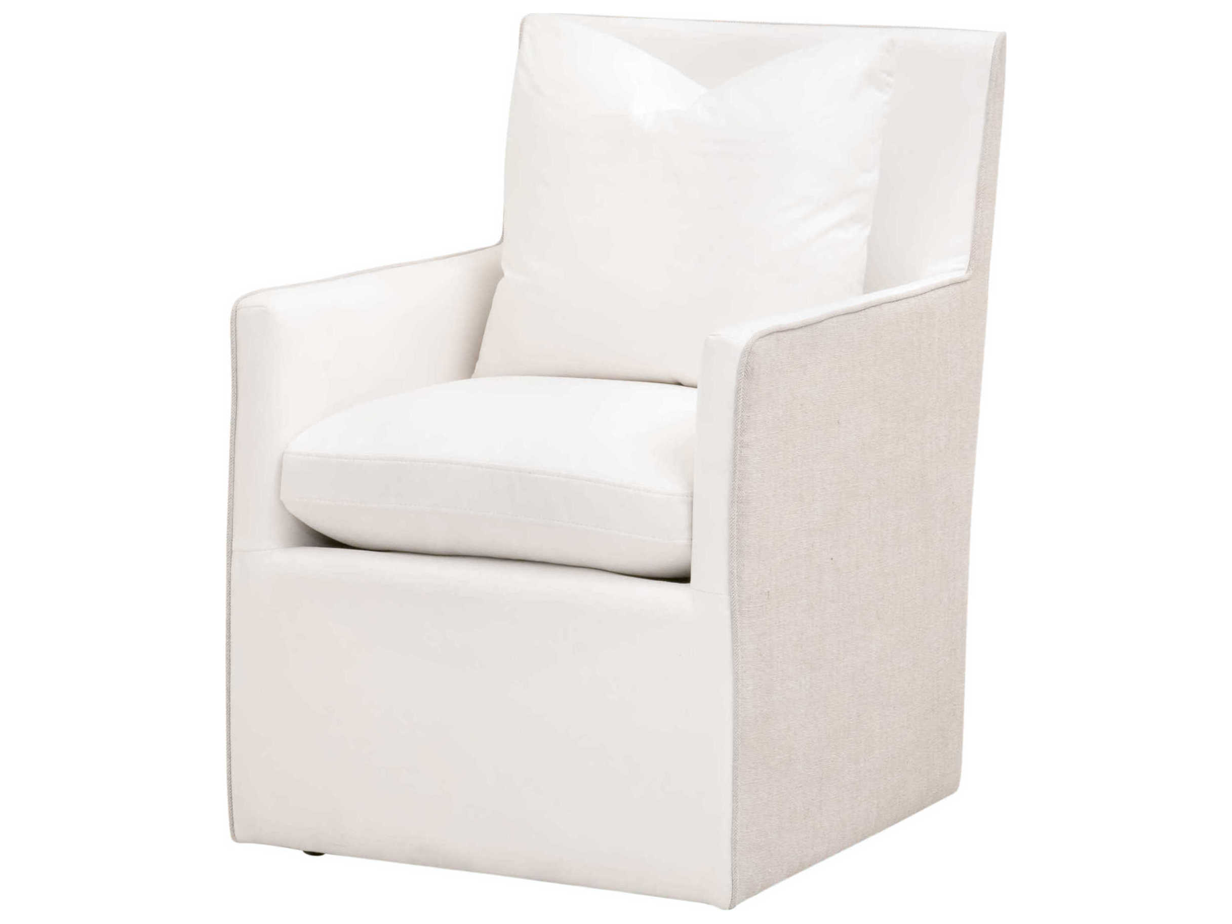 Essentials for Living Harmony White Upholstered Arm Dining Chair