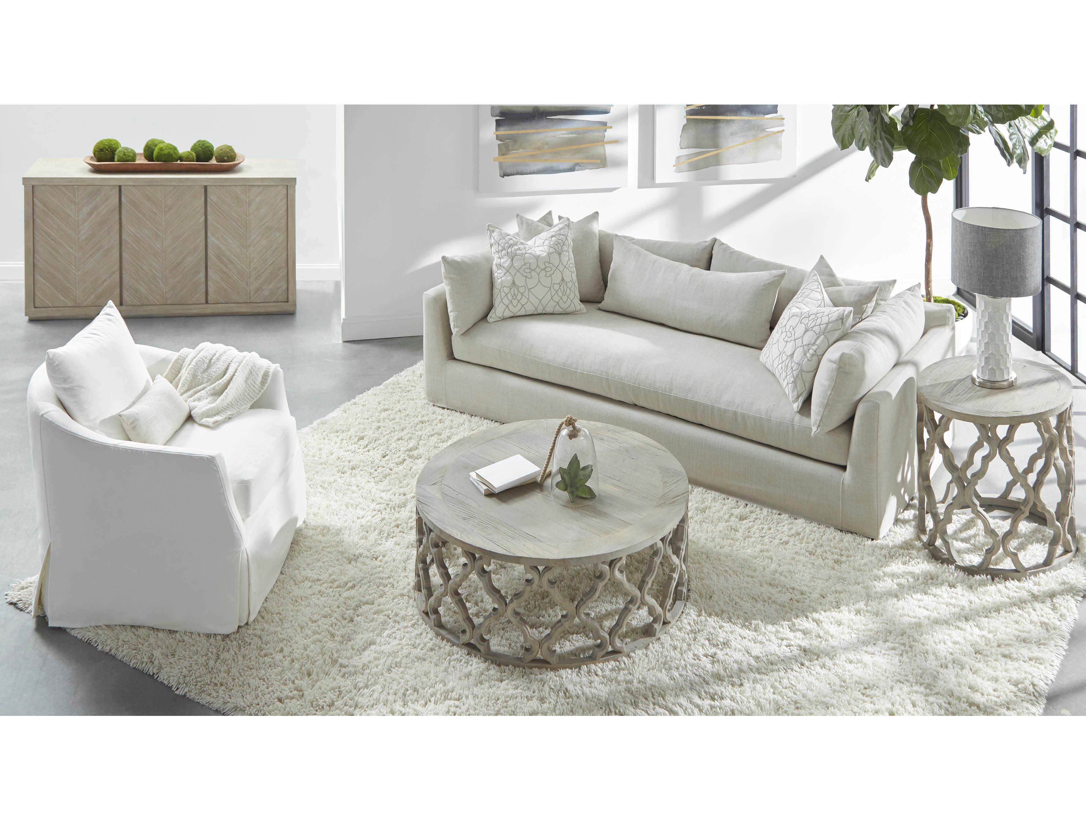 Luxecor Respite Bisque Espresso Cream Upholstered Sofa