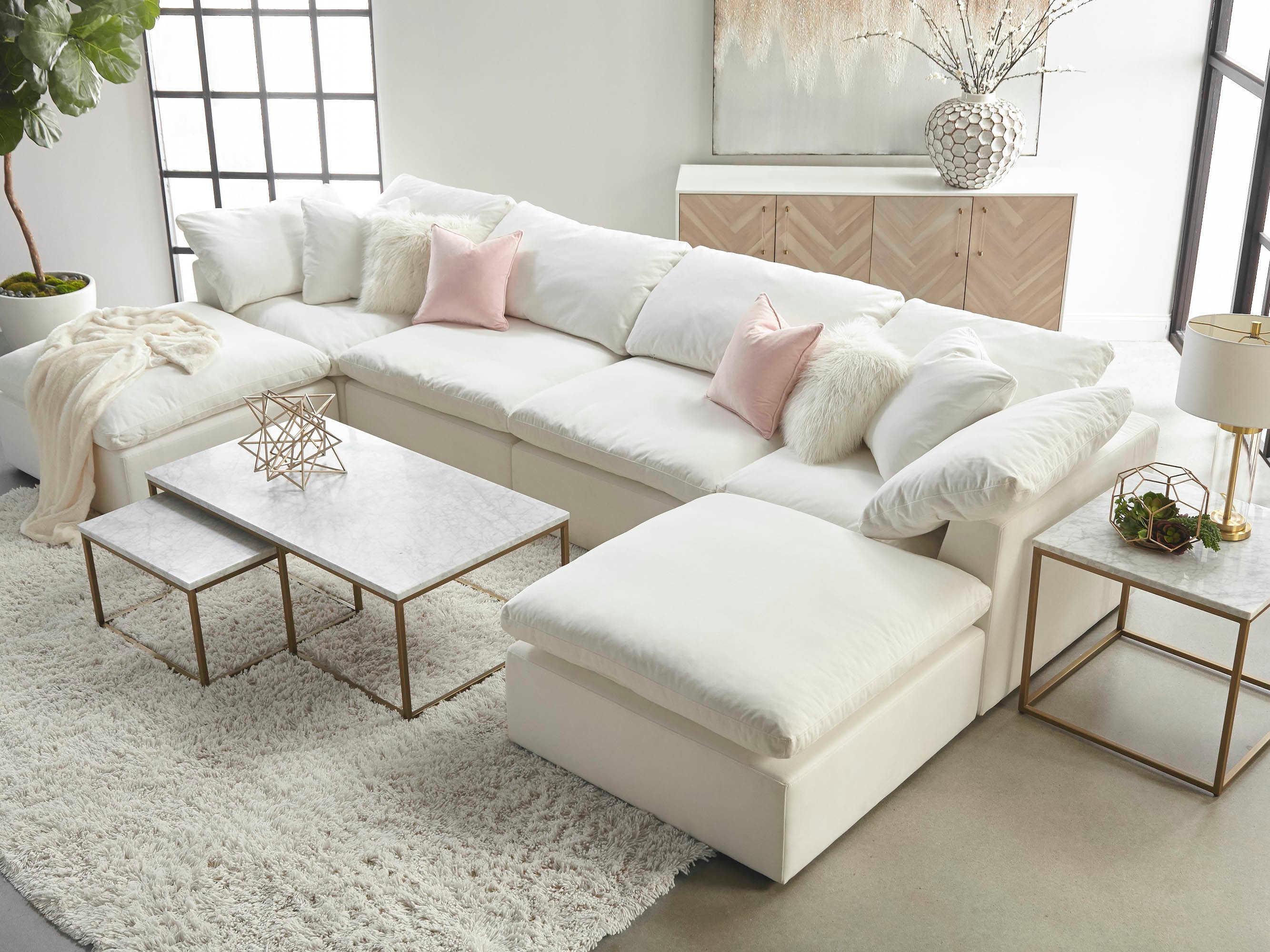 Luxecor Respite White Upholstered Ottoman