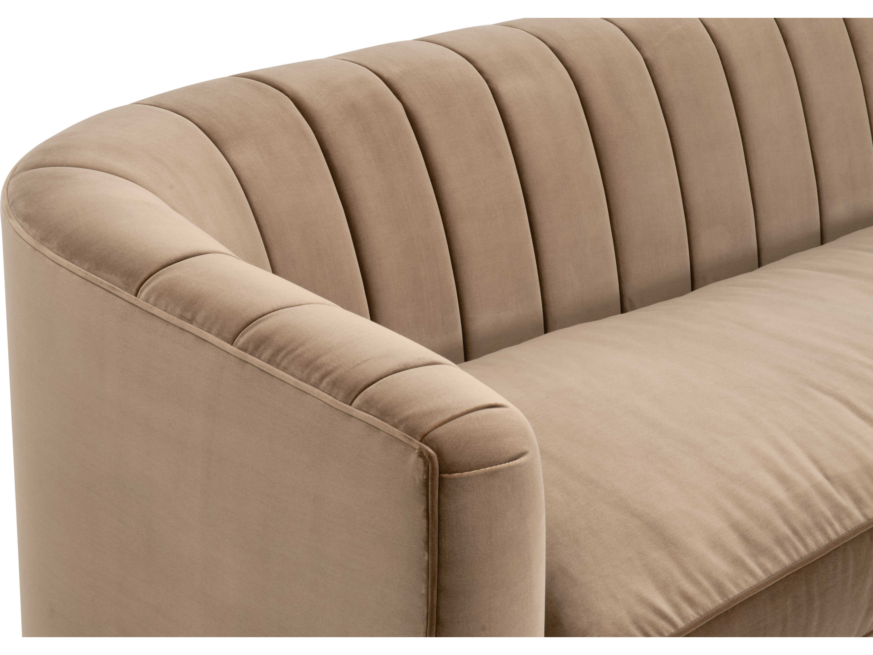 Essentials for Living Stitch & Hand - Upholstery Bronx Channel Back Natural Gray Oak Caramel Velvet Brown Upholstered Sofa