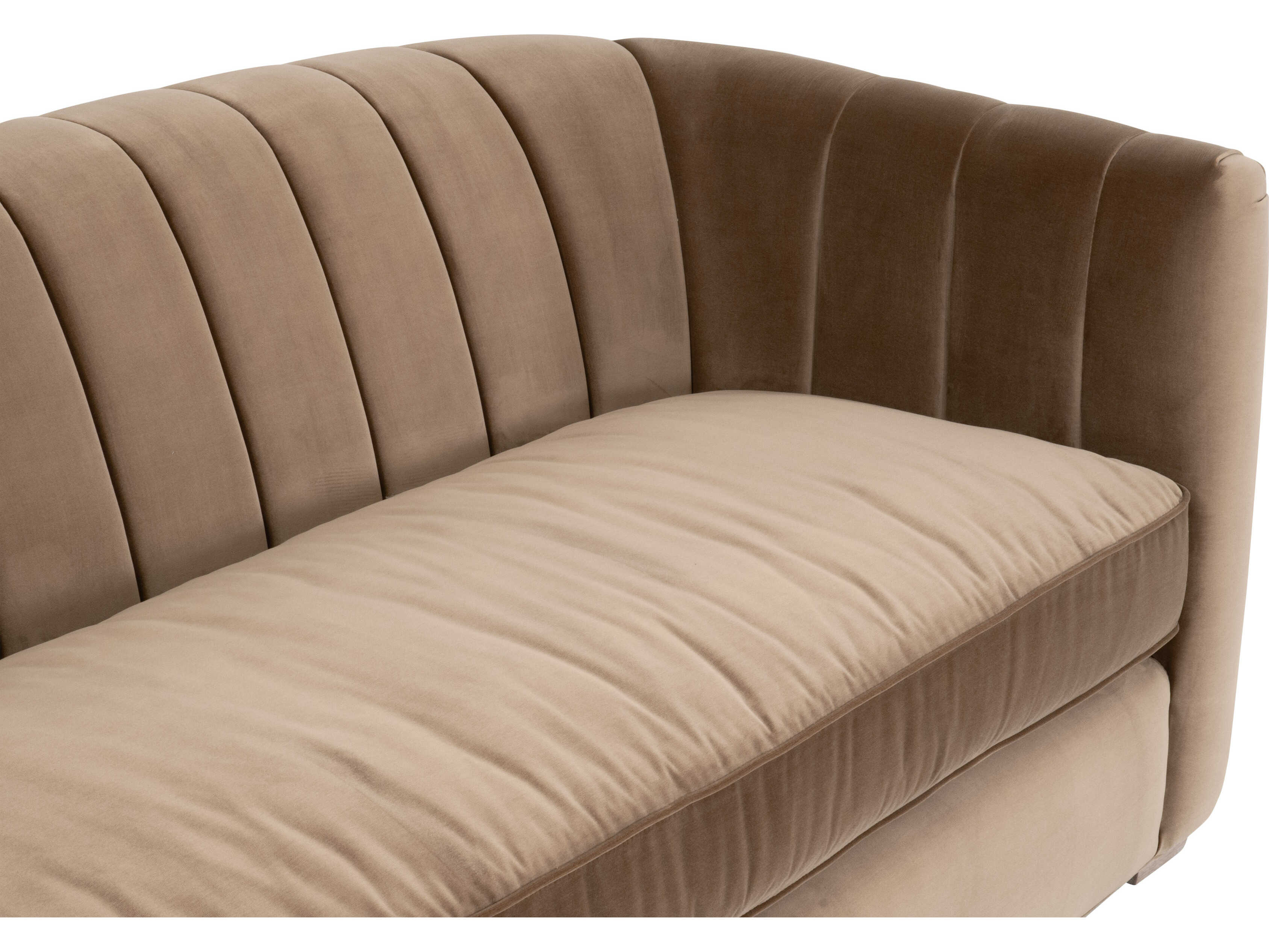Essentials for Living Stitch & Hand - Upholstery Bronx Channel Back Natural Gray Oak Caramel Velvet Brown Upholstered Sofa