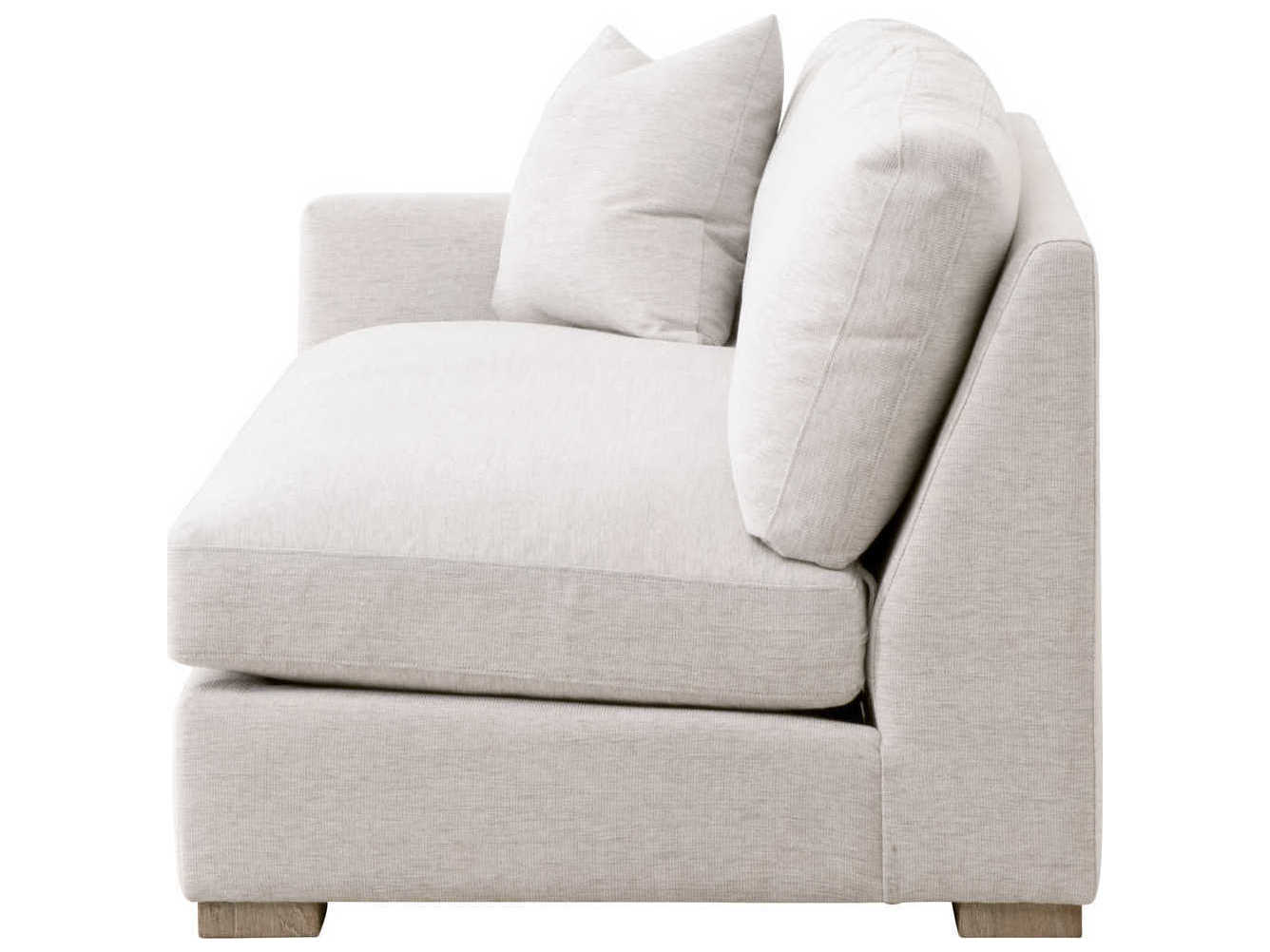 Essentials for Living Stitch & Hand Clara Modular LAF Performance Stone Basketweave Natural Gray Oak White Upholstered Sofa