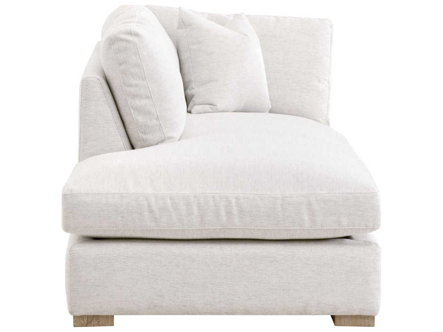 Luxecor Respite Performance Stone Basketweave Natural Gray Oak White Upholstered Chaise