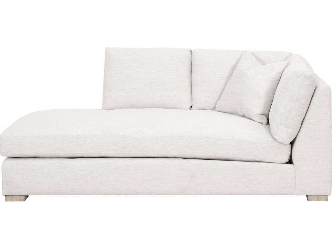 Luxecor Respite Performance Stone Basketweave Natural Gray Oak White Upholstered Chaise