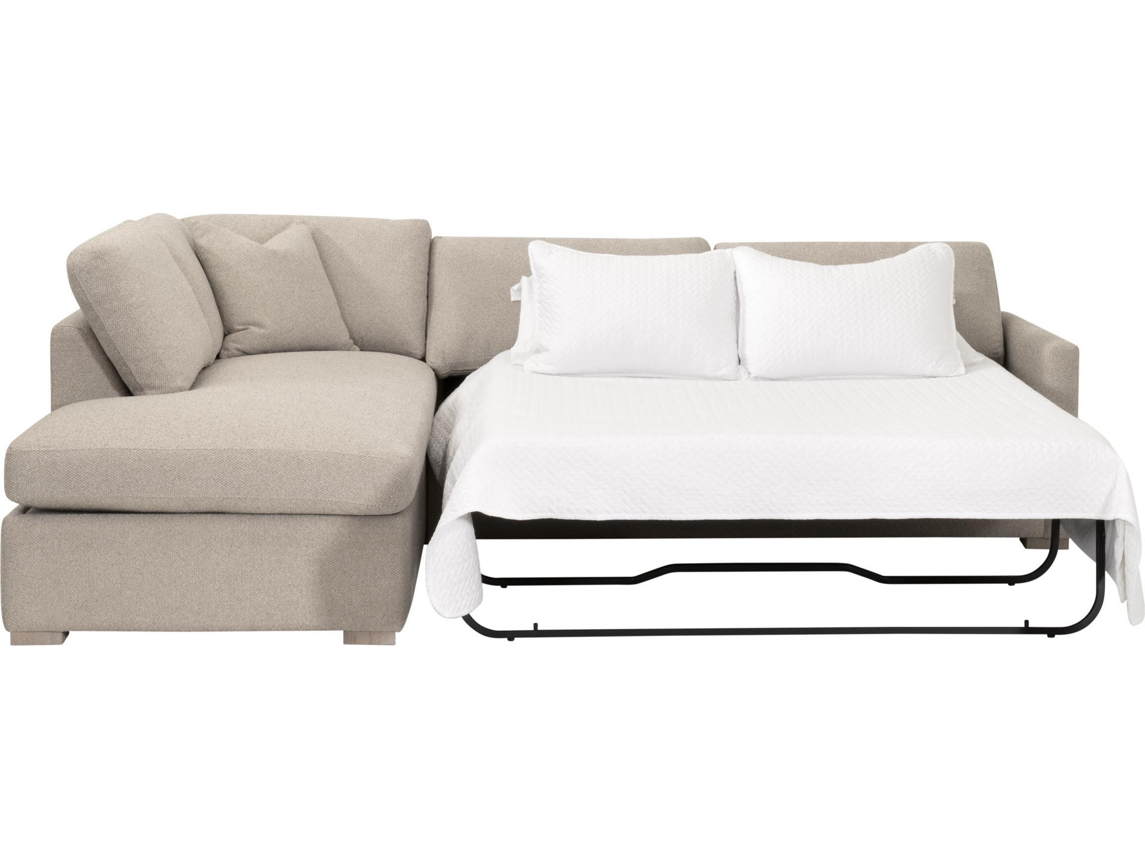 Essentials for Living Stitch & Hand - Upholstery Clara Beige Upholstered Sectional Sofa Left Facing Sleeper Queen
