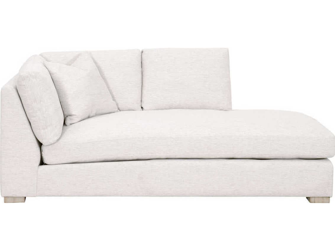 Luxecor Respite Performance Stone Basketweave Natural Gray Oak White Upholstered Chaise